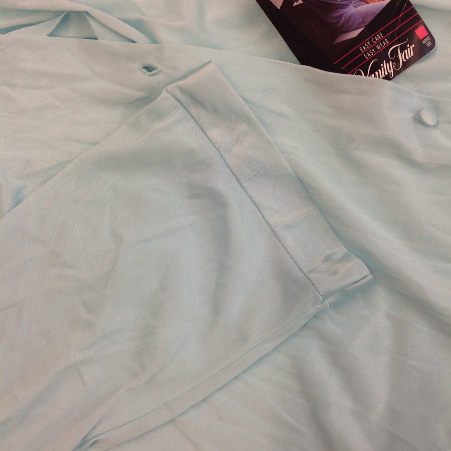Vintage Vanity Fair Coloratura Azure Button Up Large Women's Nylon Night Gown House Dress NWT