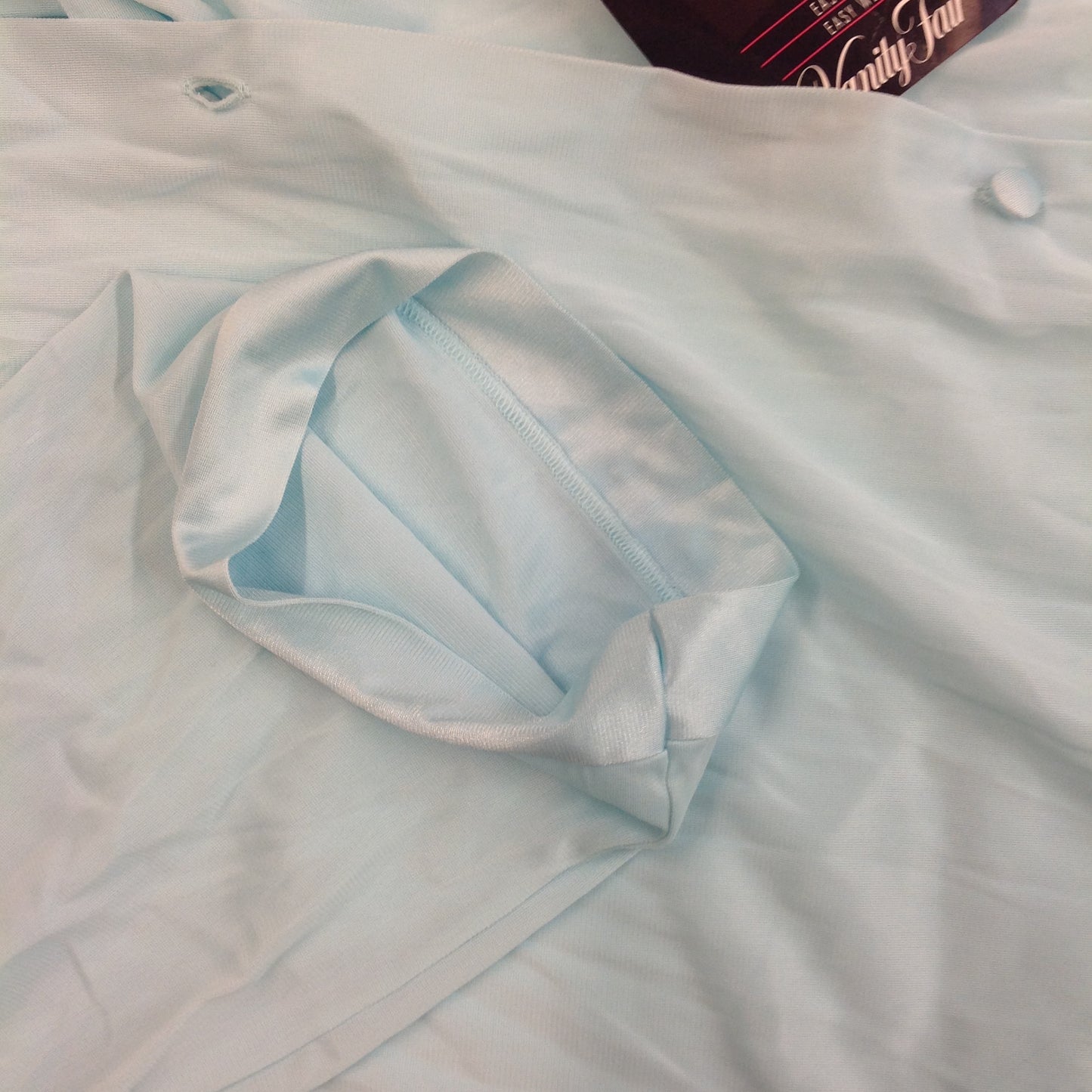 Vintage Vanity Fair Coloratura Azure Button Up Large Women's Nylon Night Gown House Dress NWT