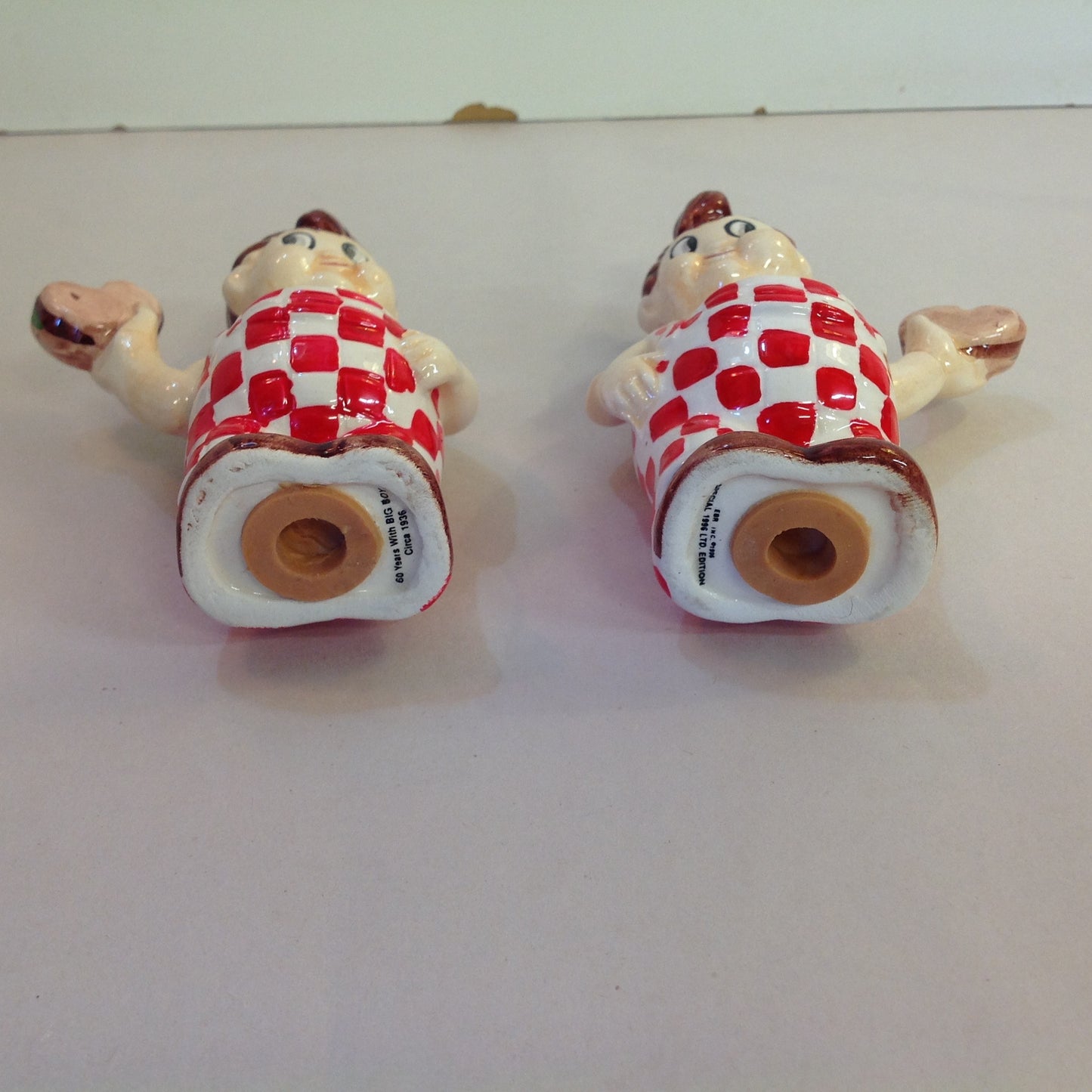 Vintage 1996 NOS Pair 60 Years with Big Boy Elias Bros Restaurant Salt and Pepper Shaker