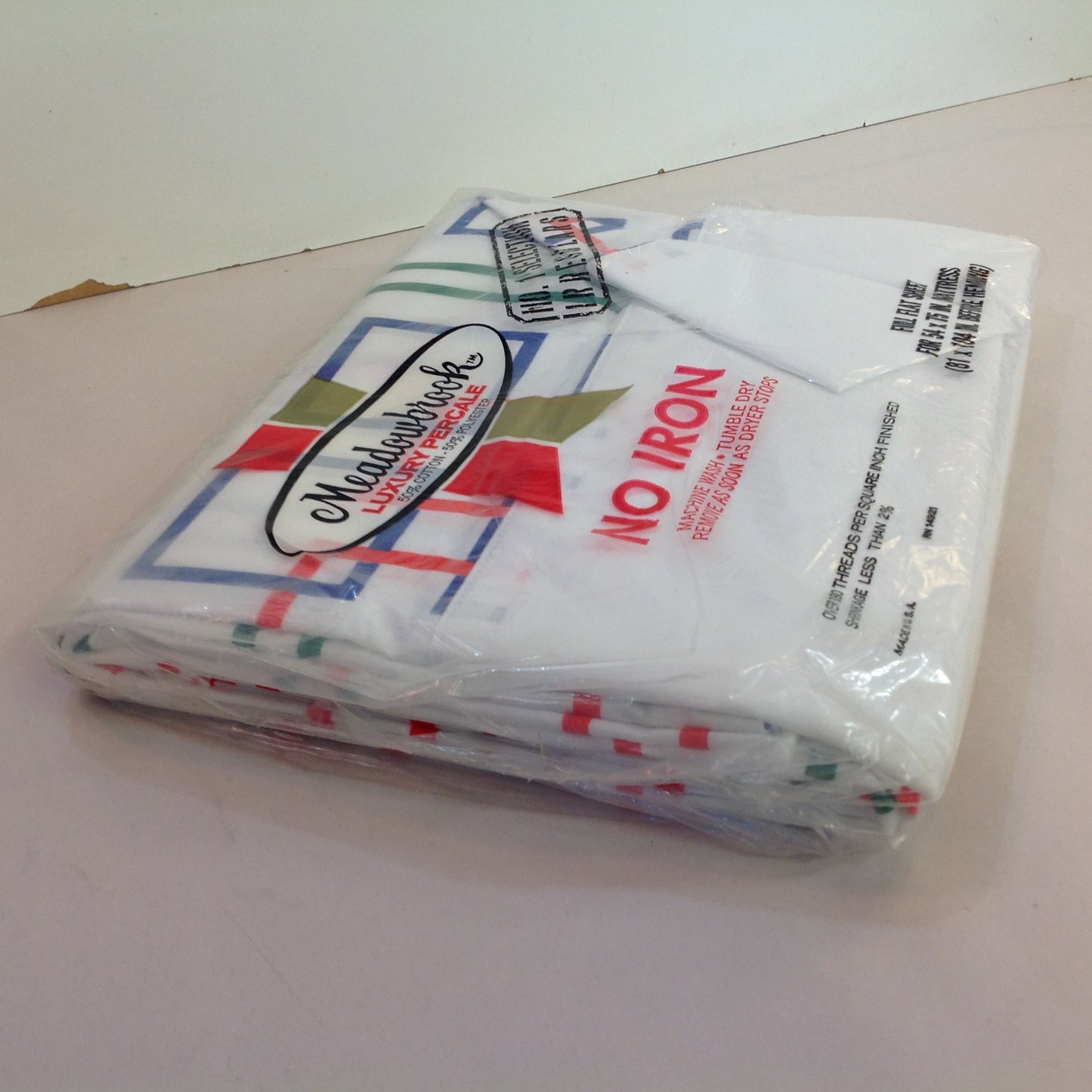 Vintage NOS Meadowbrook Luxury Percale No Iron Full Flat Sheet