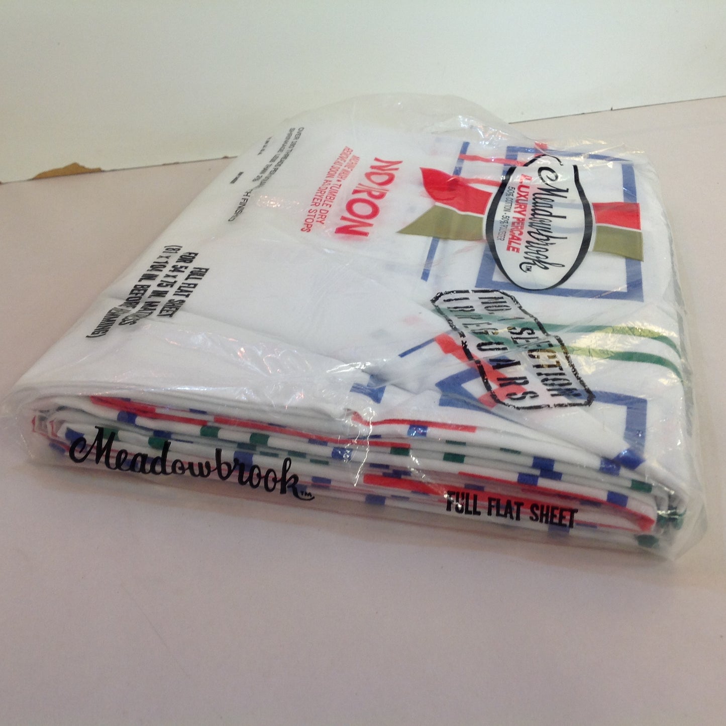 Vintage NOS Meadowbrook Luxury Percale No Iron Full Flat Sheet