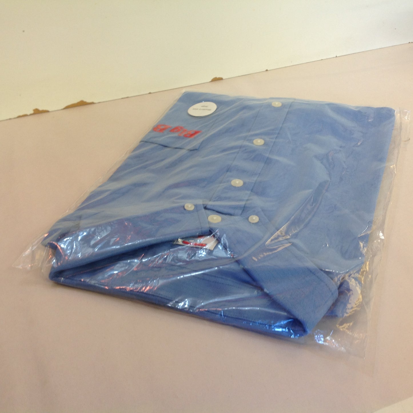 Vintage NOS Large Women's Blue Short Sleeve Big Boy Restaurant Button Up Shirt