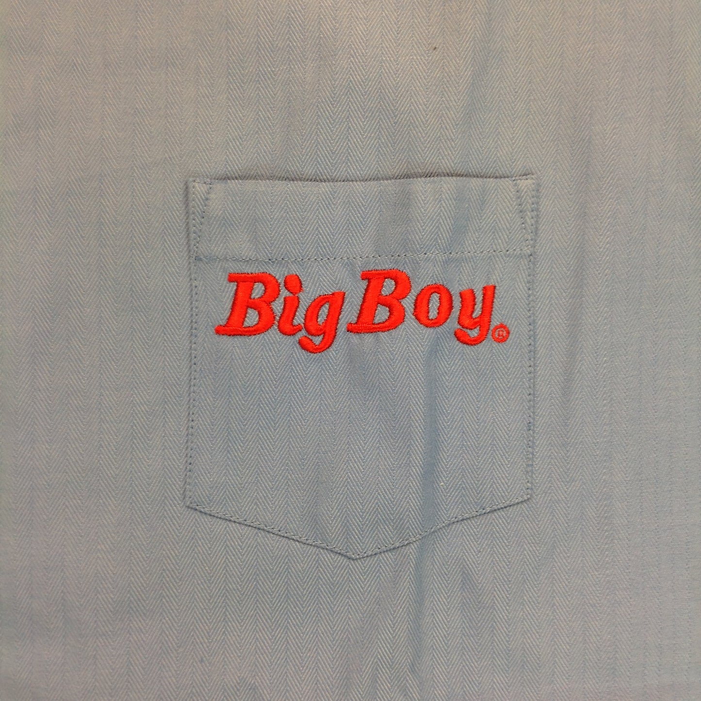 Vintage NOS Large Women's Blue Short Sleeve Big Boy Restaurant Button Up Shirt