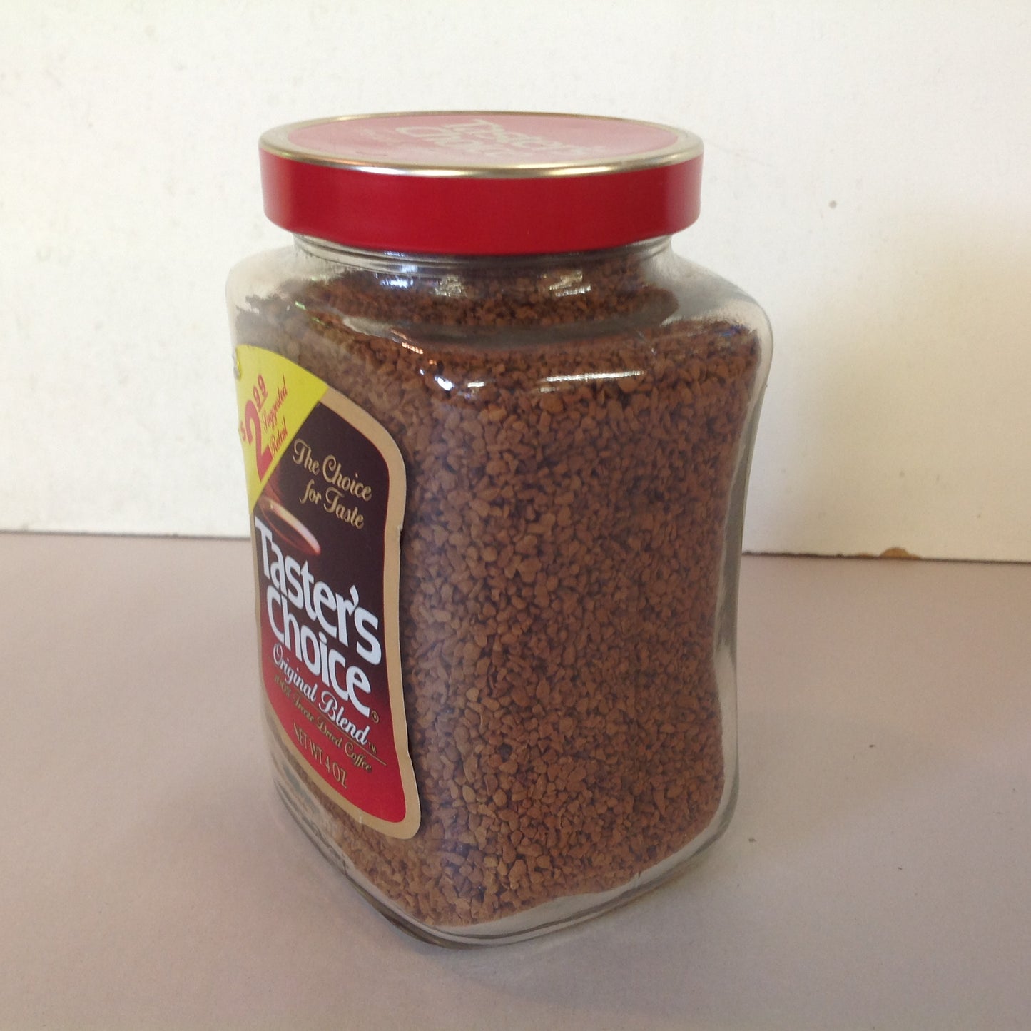 Vintage NOS Taster's Choice Original Blend Freeze Dried Coffee 4 oz Jar Unopened