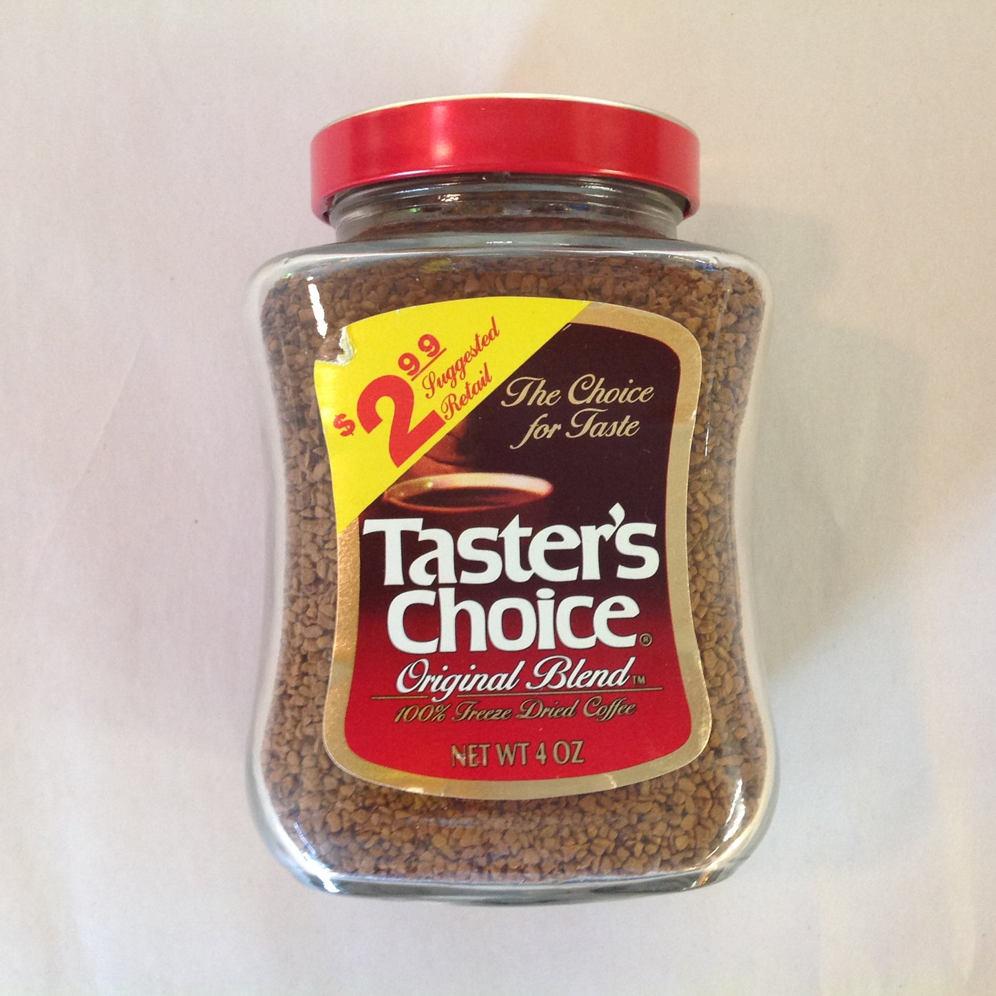 Vintage NOS Taster's Choice Original Blend Freeze Dried Coffee 4 oz Jar Unopened