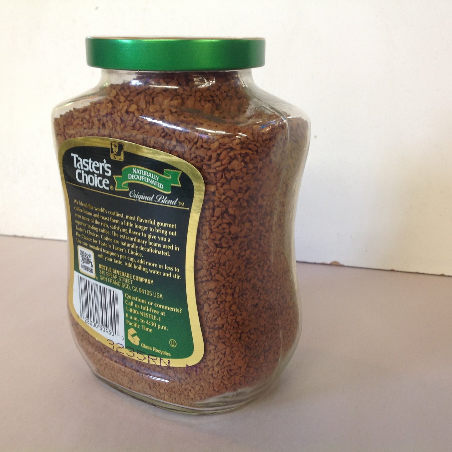 Vintage NOS Taster's Choice Original Blend Freeze Dried Coffee Naturally Decaffinated 7 oz Jar Unopened