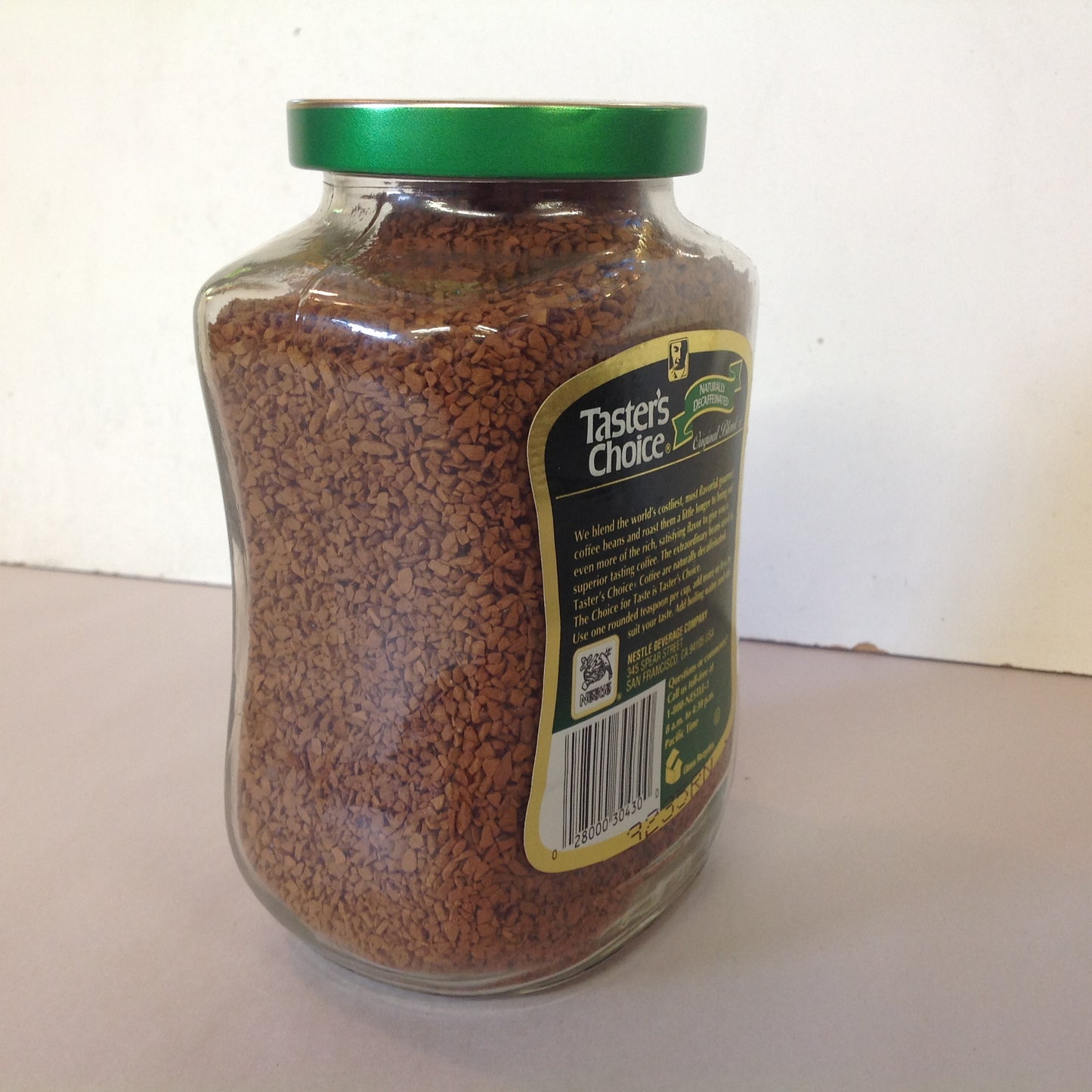 Vintage NOS Taster's Choice Original Blend Freeze Dried Coffee Naturally Decaffinated 7 oz Jar Unopened