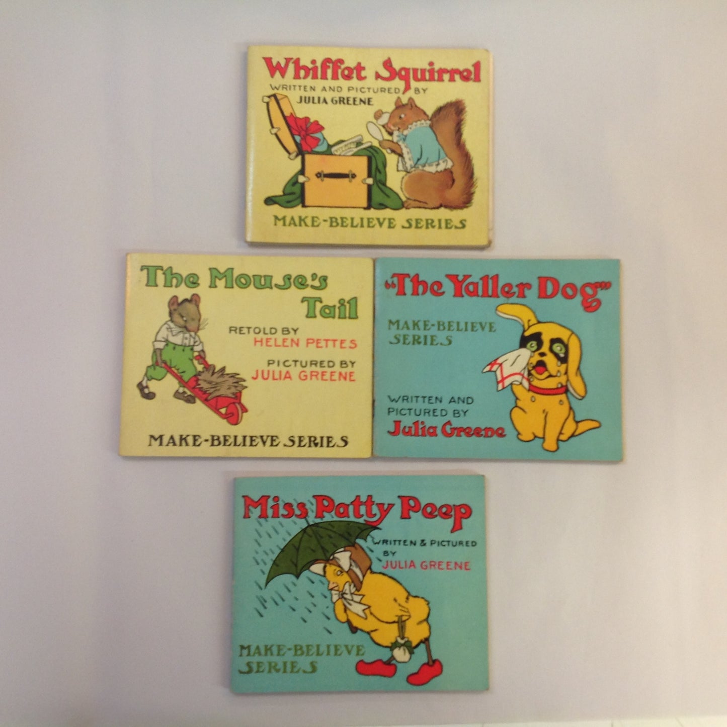 Vintage 1917 Children's Paperback MAKE BELIEVE GIFT BOX Four Volume Book Set Julia Greene