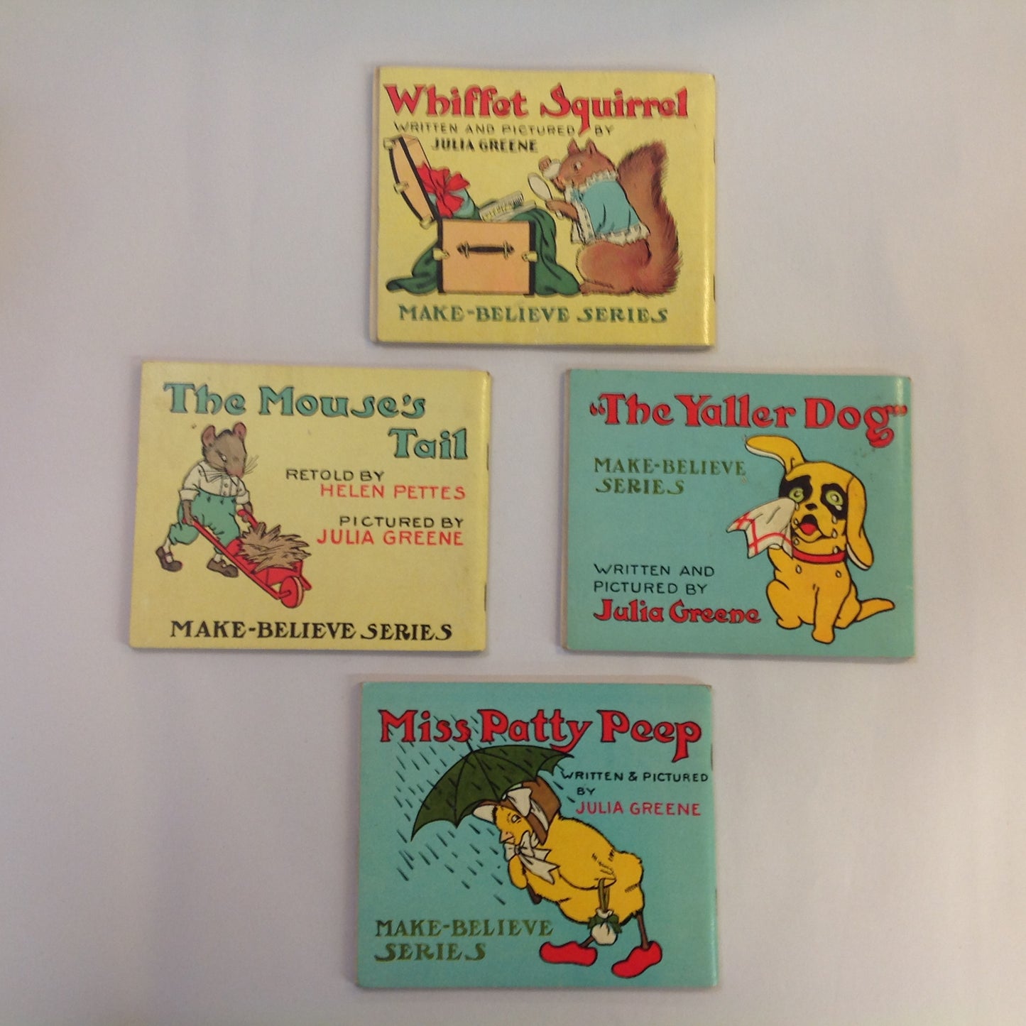 Vintage 1917 Children's Paperback MAKE BELIEVE GIFT BOX Four Volume Book Set Julia Greene