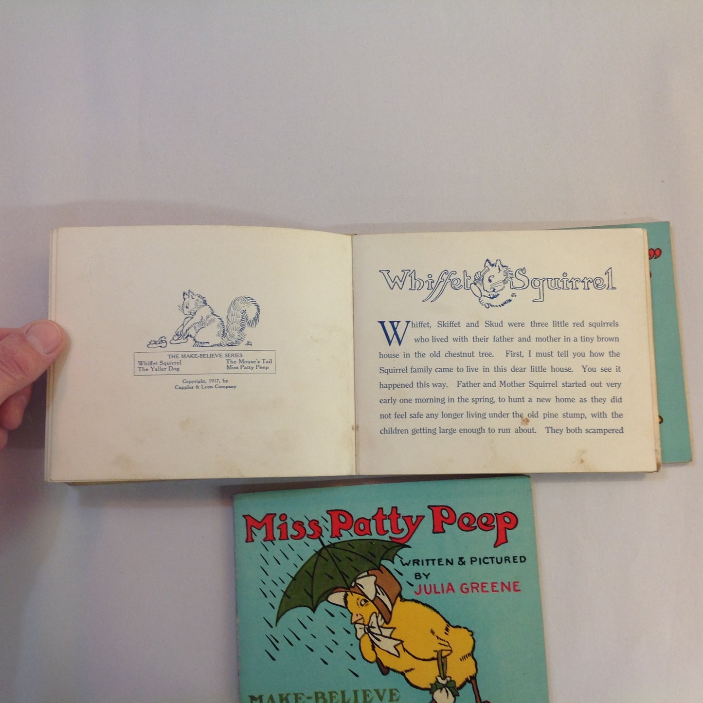 Vintage 1917 Children's Paperback MAKE BELIEVE GIFT BOX Four Volume Book Set Julia Greene