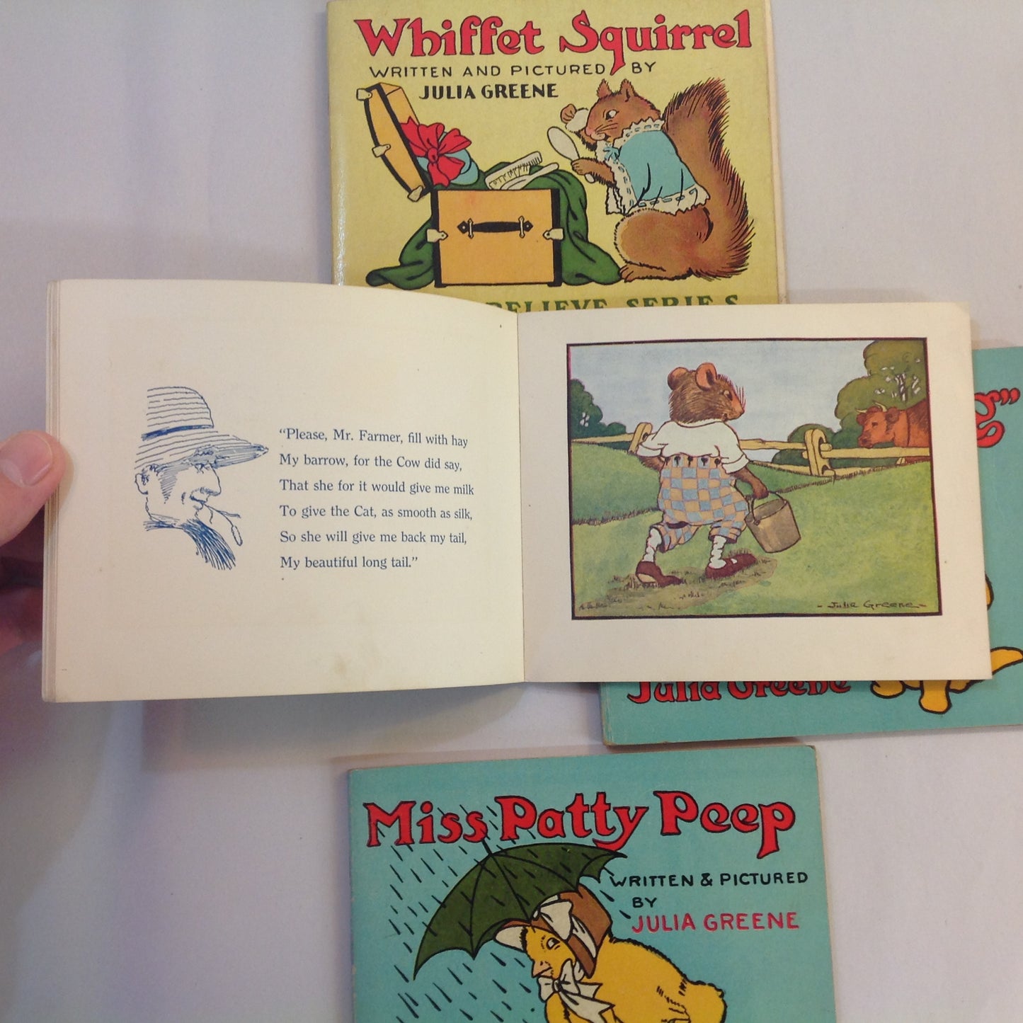 Vintage 1917 Children's Paperback MAKE BELIEVE GIFT BOX Four Volume Book Set Julia Greene