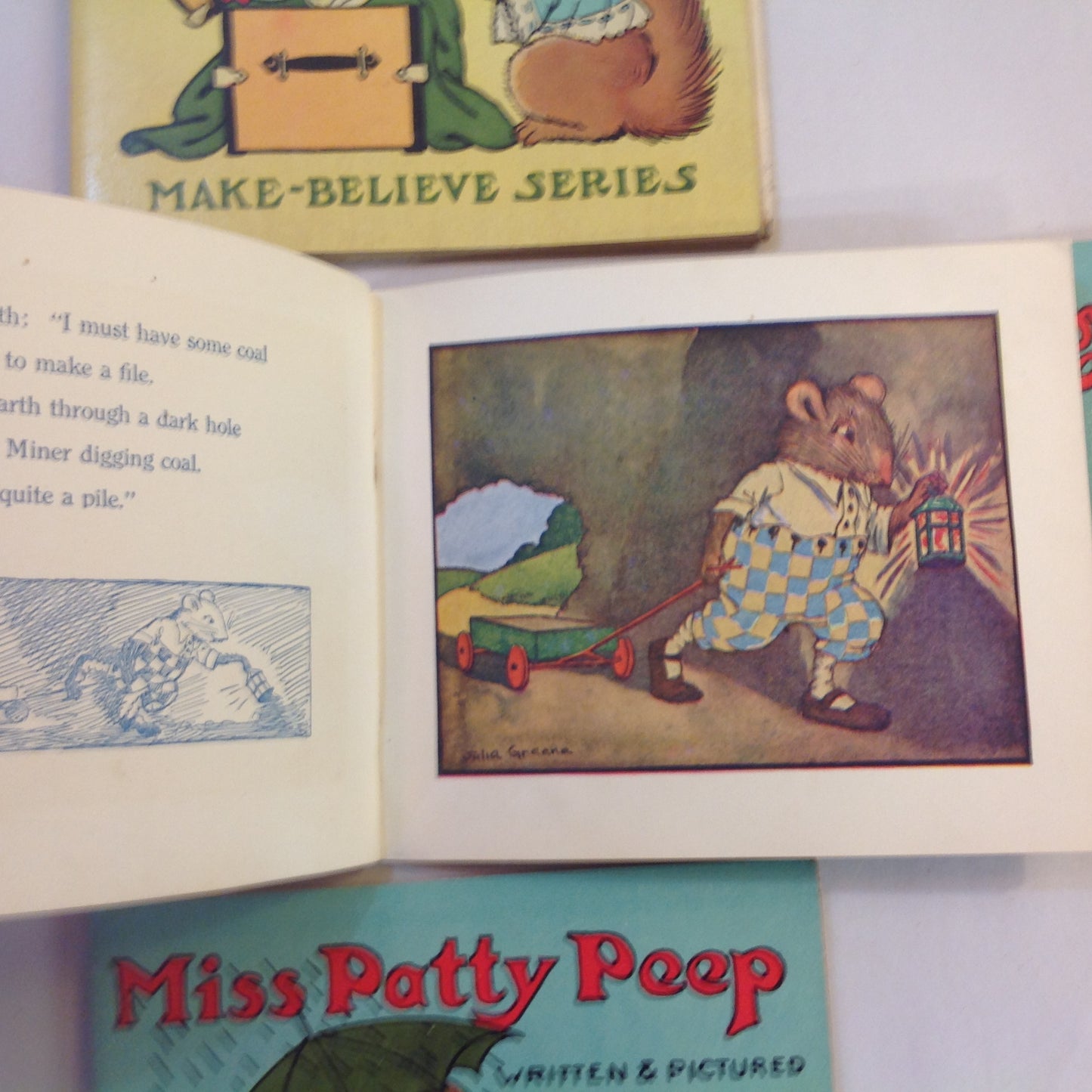 Vintage 1917 Children's Paperback MAKE BELIEVE GIFT BOX Four Volume Book Set Julia Greene