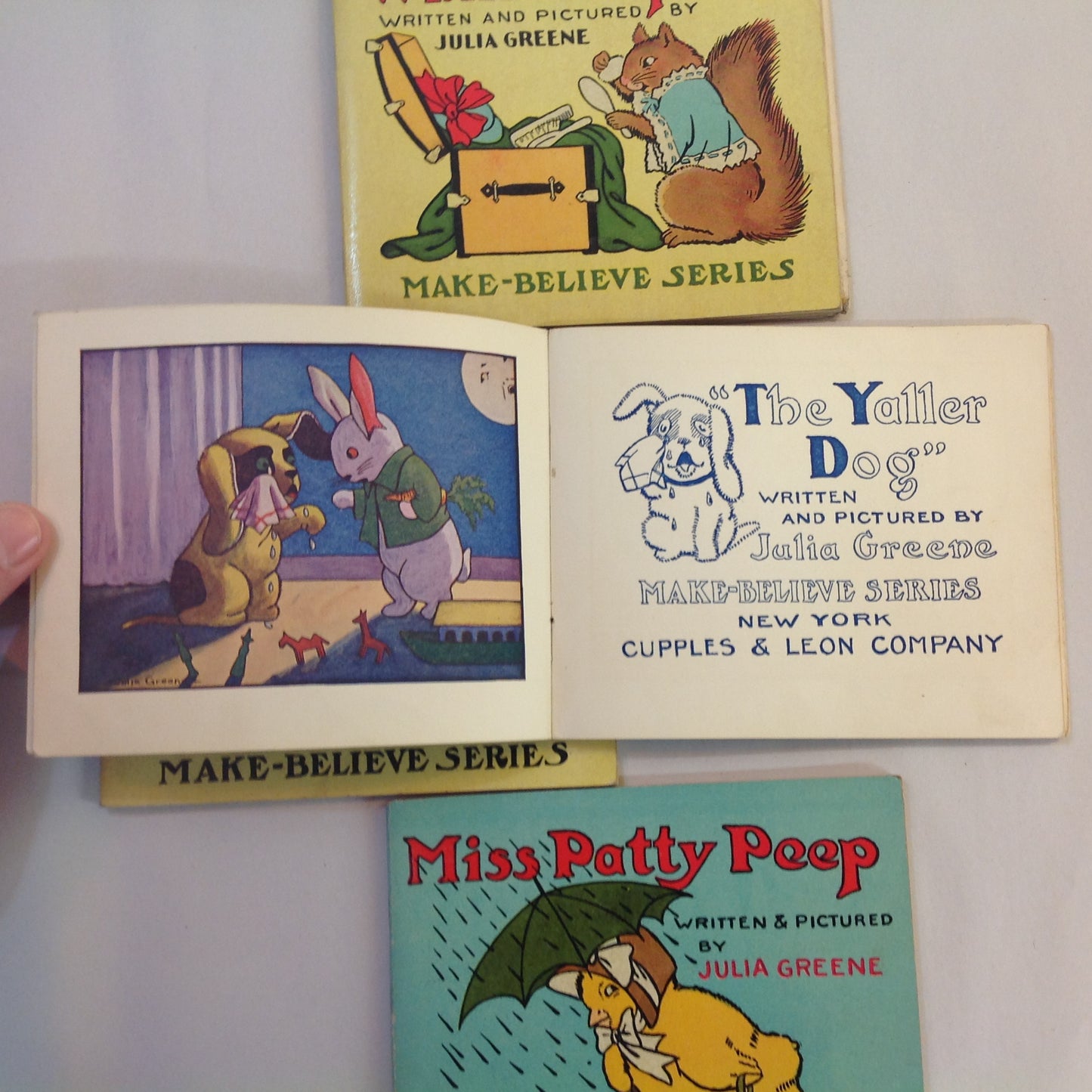 Vintage 1917 Children's Paperback MAKE BELIEVE GIFT BOX Four Volume Book Set Julia Greene