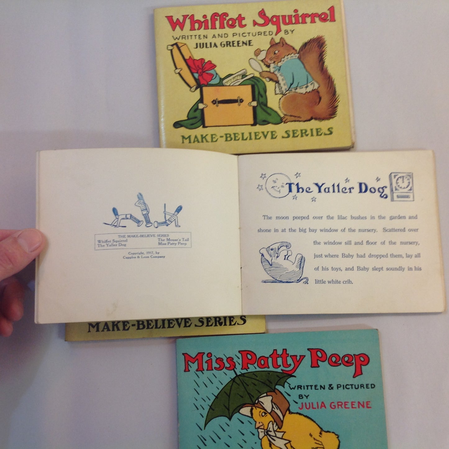 Vintage 1917 Children's Paperback MAKE BELIEVE GIFT BOX Four Volume Book Set Julia Greene