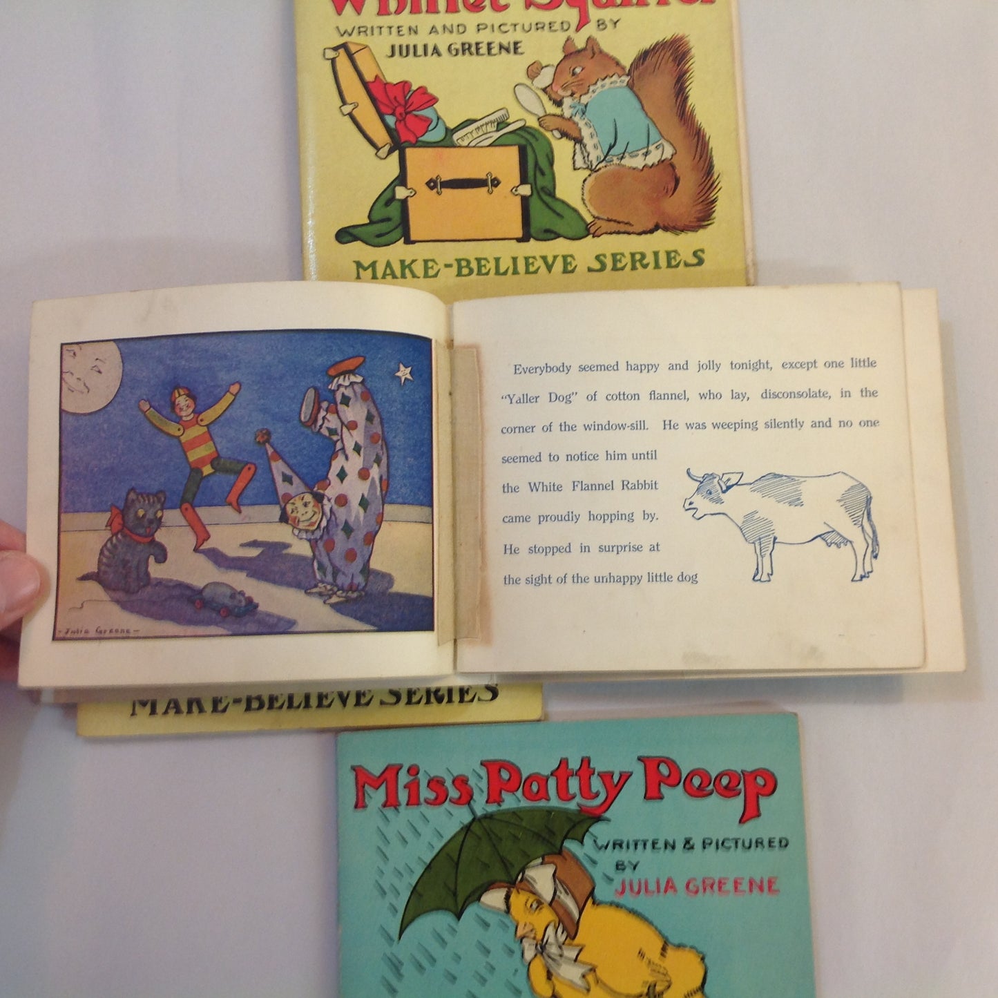 Vintage 1917 Children's Paperback MAKE BELIEVE GIFT BOX Four Volume Book Set Julia Greene