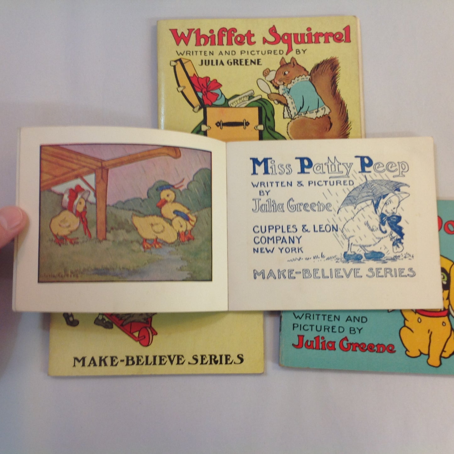Vintage 1917 Children's Paperback MAKE BELIEVE GIFT BOX Four Volume Book Set Julia Greene