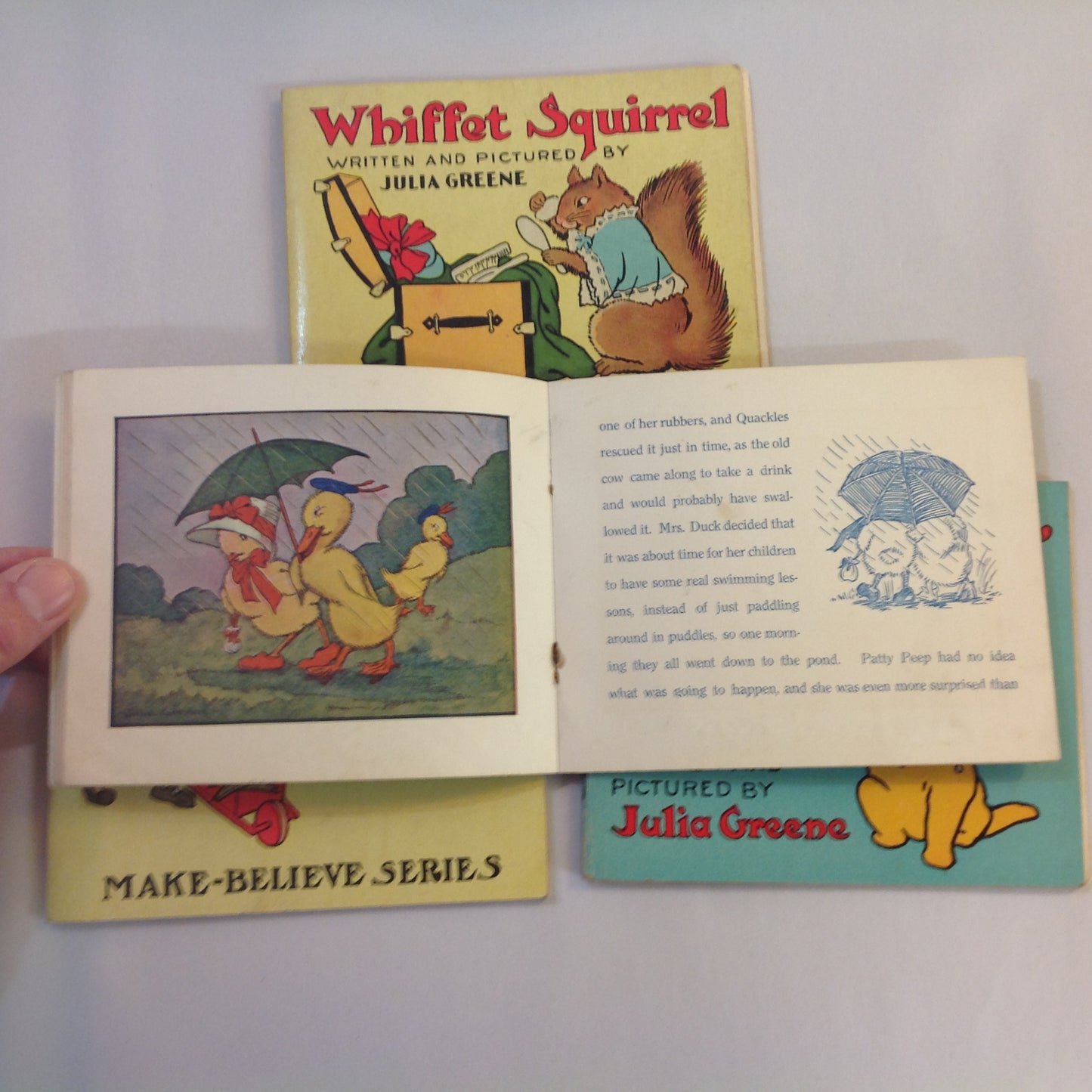 Vintage 1917 Children's Paperback MAKE BELIEVE GIFT BOX Four Volume Book Set Julia Greene