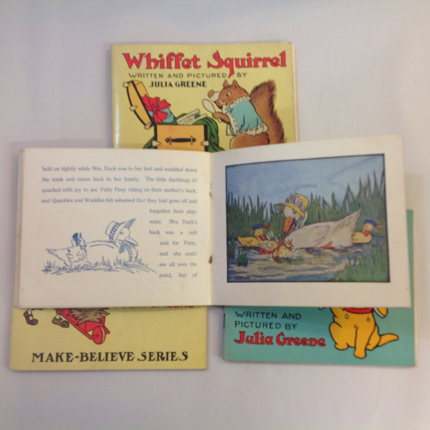 Vintage 1917 Children's Paperback MAKE BELIEVE GIFT BOX Four Volume Book Set Julia Greene