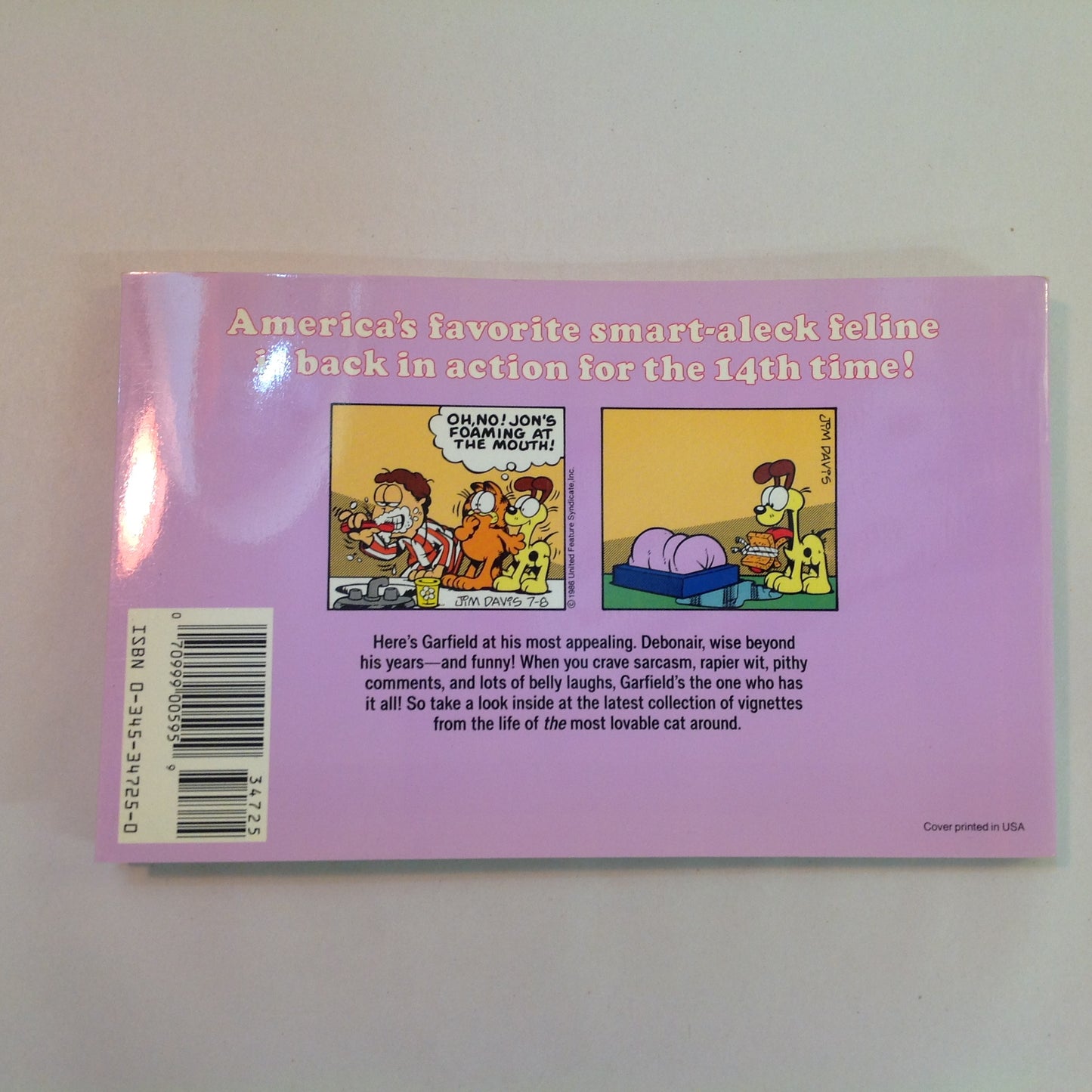 Vintage 1987 Trade Paperback Garfield Swallows His Pride: His 14th Book Jim Davis First Edition