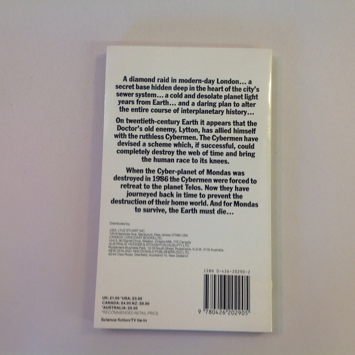 Vintage 1989 Mass Market Paperback Doctor Who: Attack of the Cybermen Eric Saward