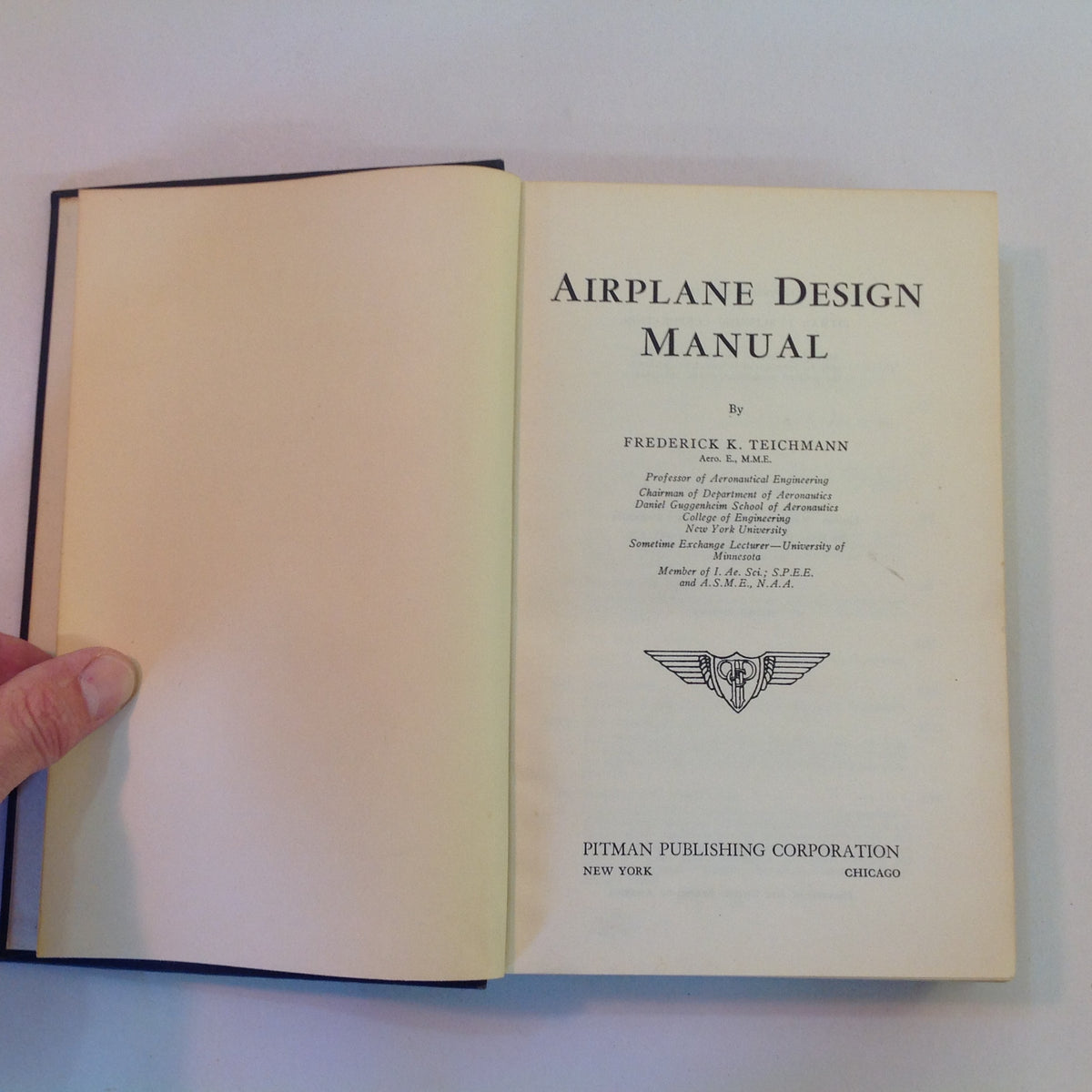 Vintage 1942 Hardcover Airplane Design Manual Frederick K. Teichmann
