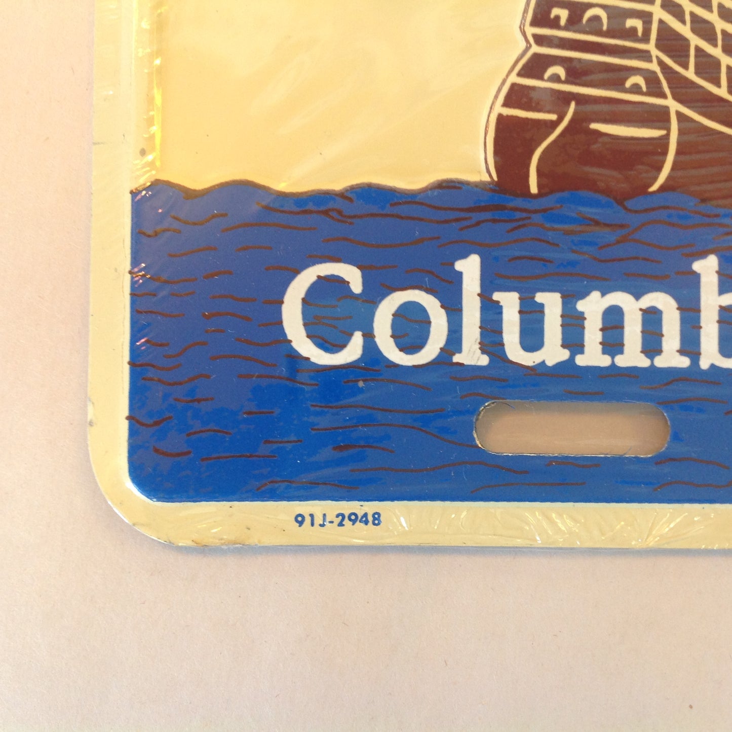Vintage NOS Novelty Aluminum License Plate Columbus Discovers America 500th Anniversary 1492-1992
