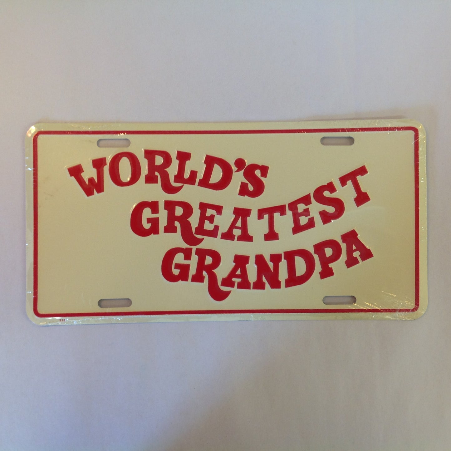 Vintage NOS Novelty Aluminum License Plate World's Greatest Grandpa
