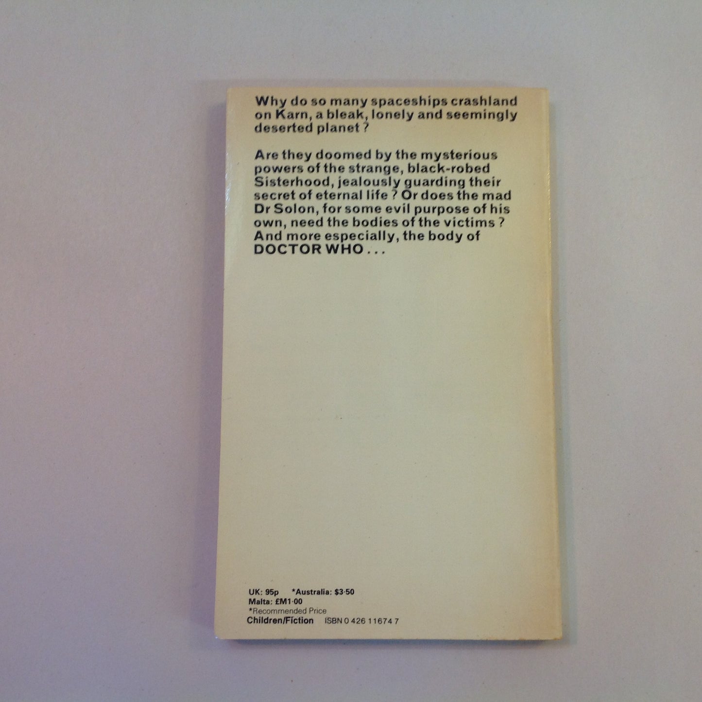 Vintage 1981 Mass Market Paperback Doctor Who and the Brain of Morbius Terrance Dicks