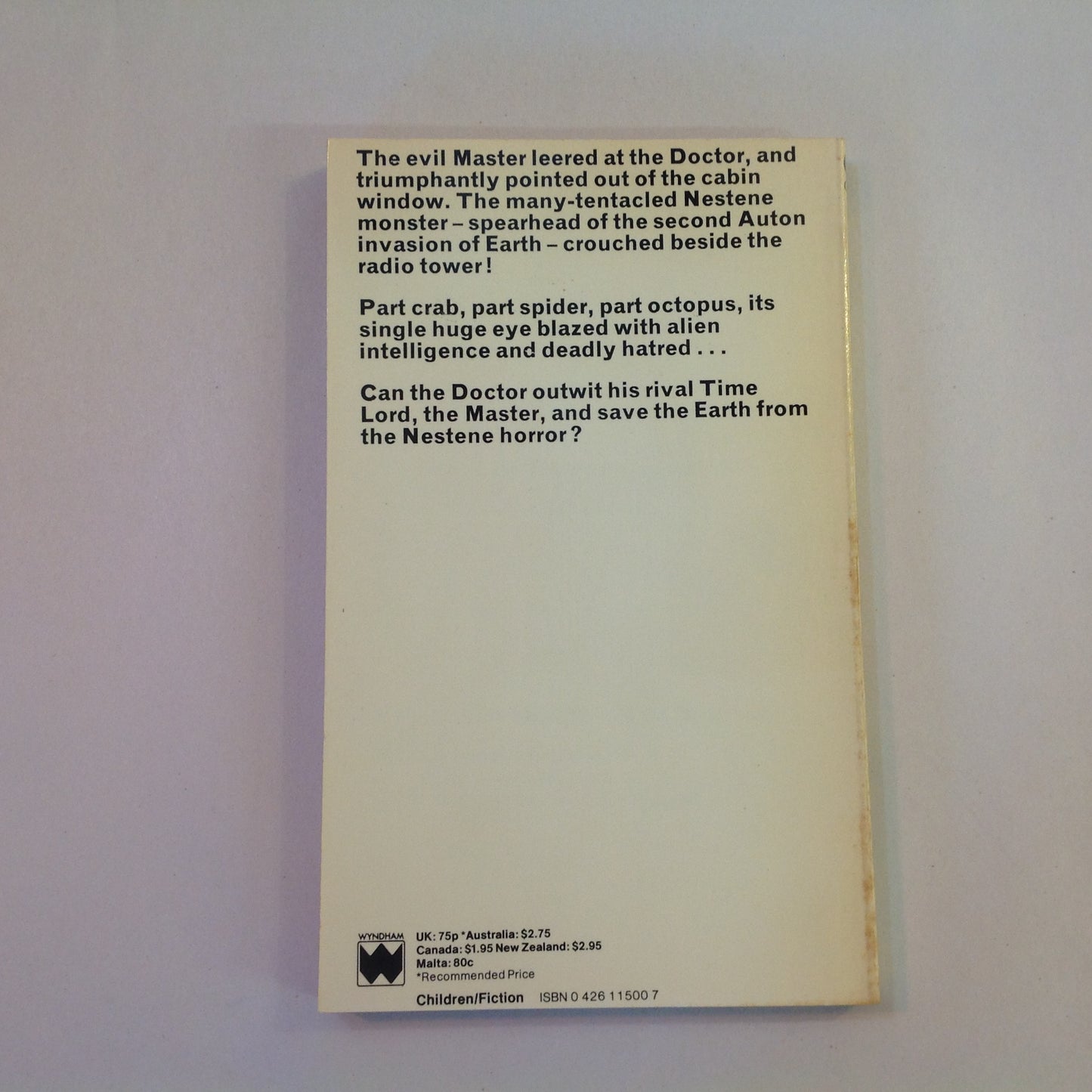 Vintage 1980 Mass Market Paperback Doctor Who and the Terror of the Autons Terrance Dicks