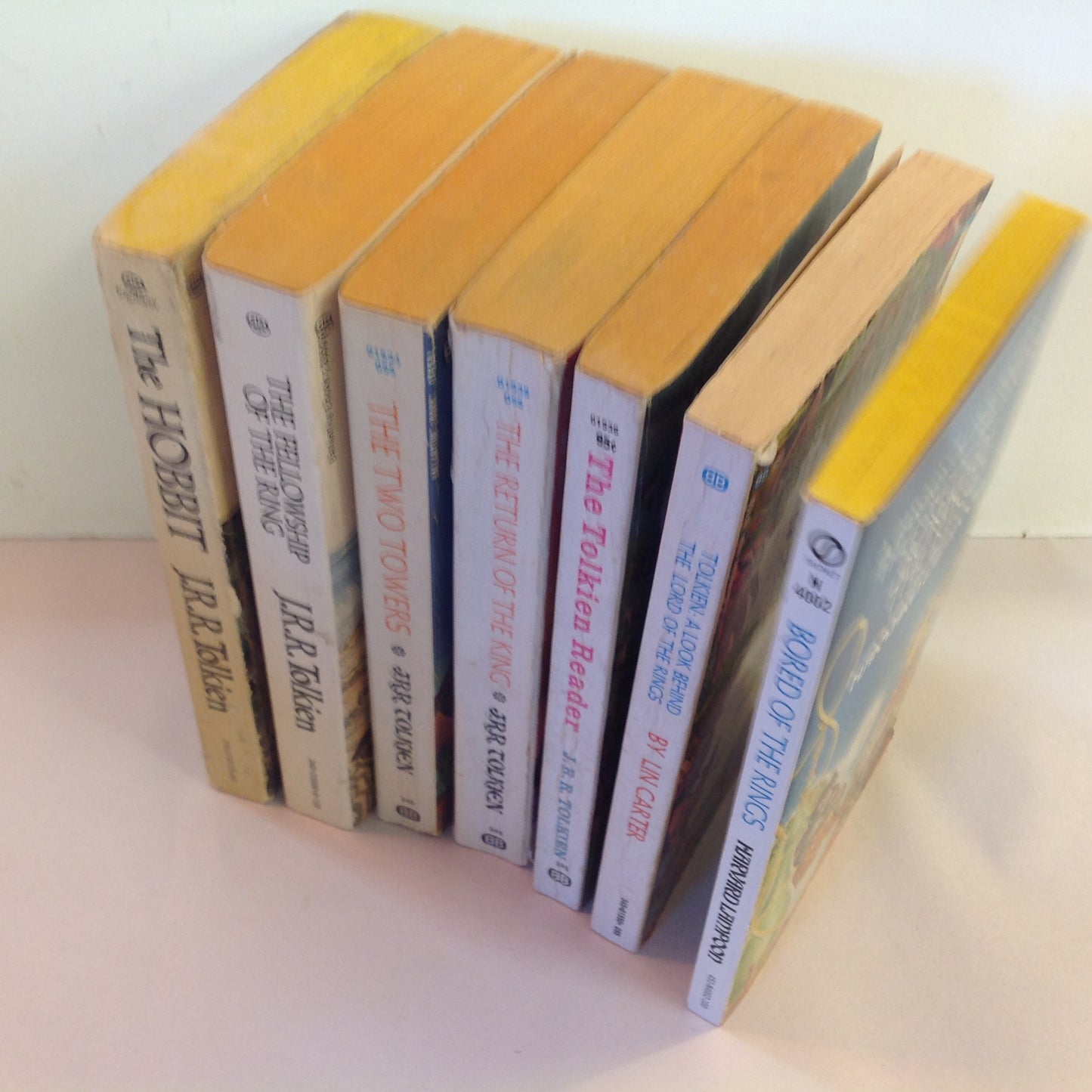 Vintage 1960's 7 Piece Lot Mass Market Paperbacks J R R Tolkien Hobbit/Lord of the Rings/Tolkien Reader/A Look Behind/Bored of the Rings