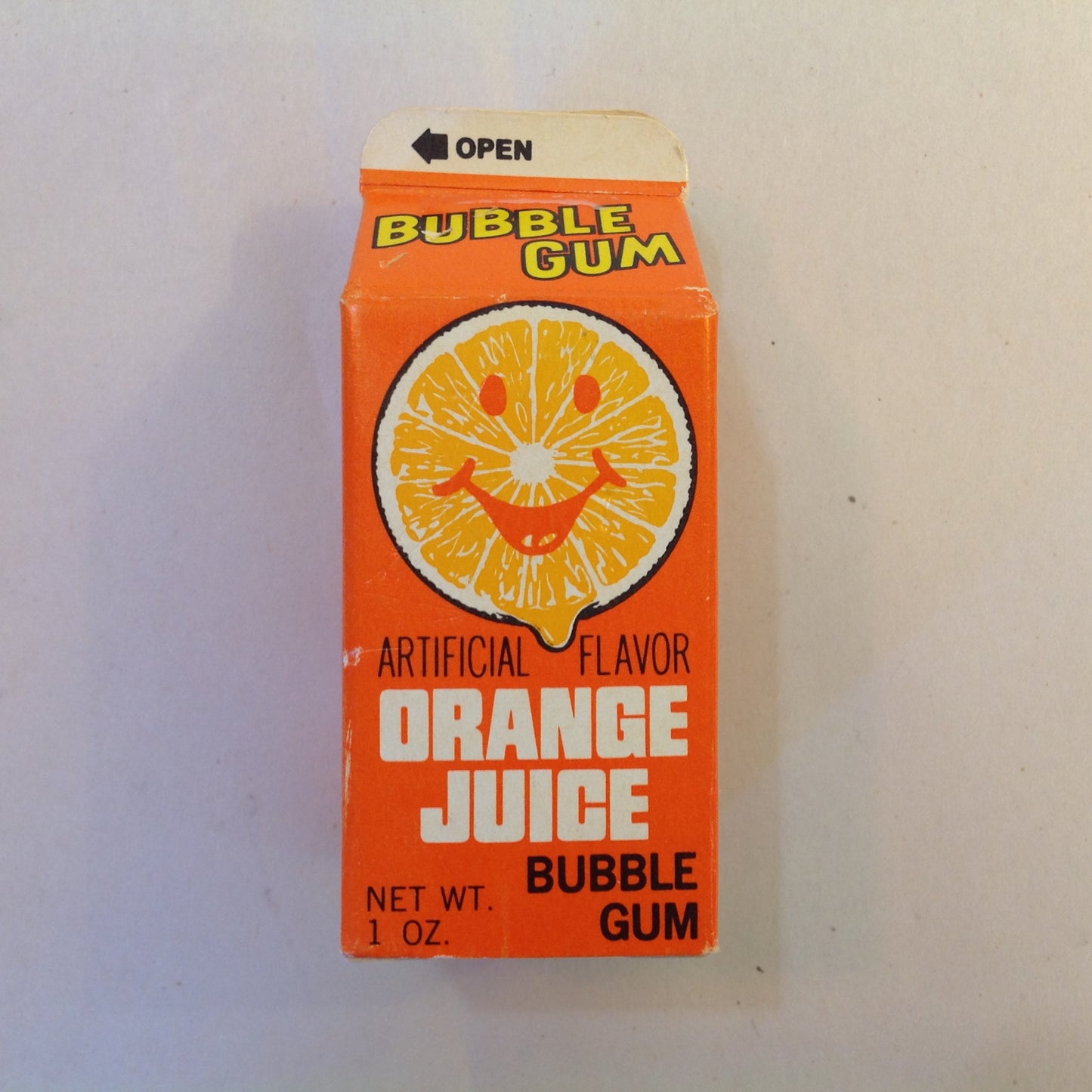 Vintage 1981 Unopened Topps Orange Juice Bubble Gum 1 ox Candy Container