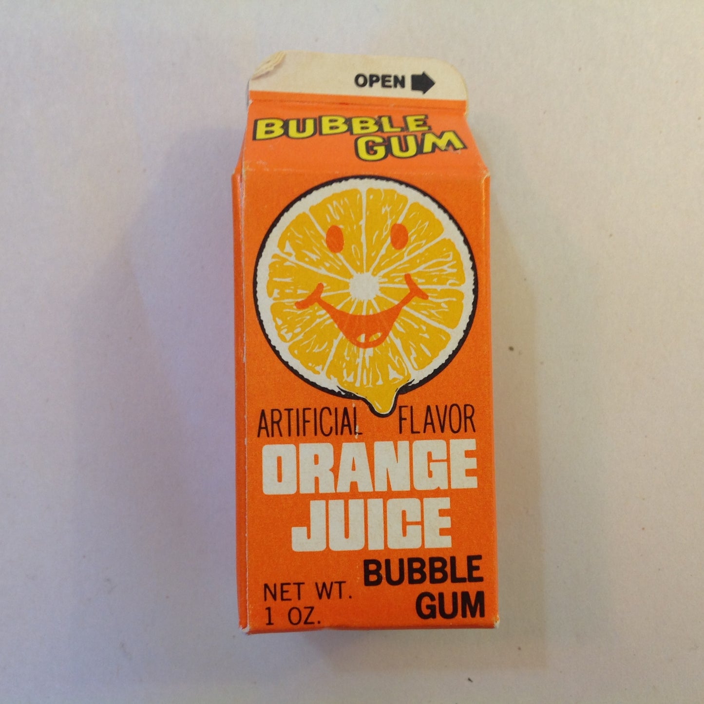 Vintage 1981 Unopened Topps Orange Juice Bubble Gum 1 ox Candy Container