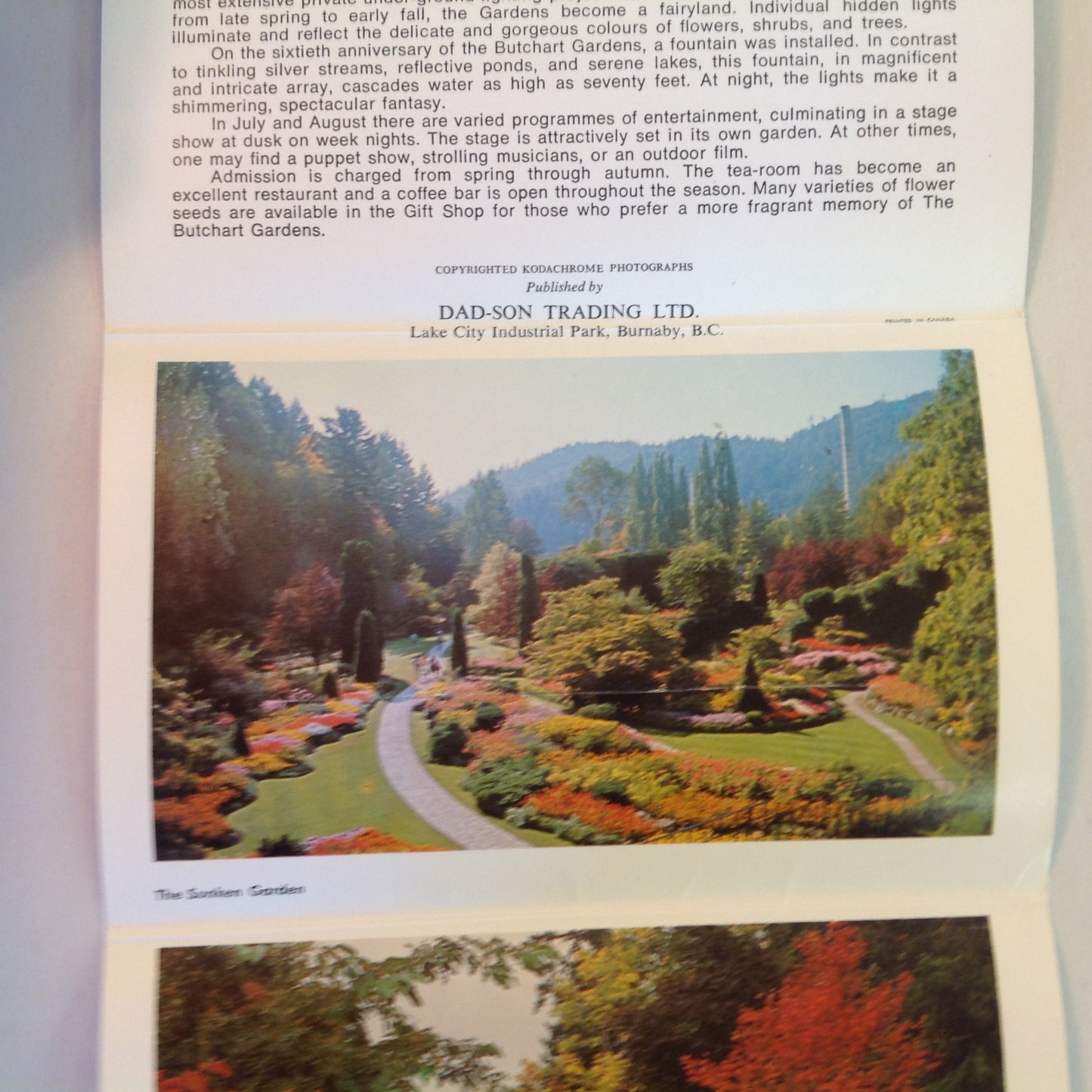 Vintage Mid Century Butchart Gardens British Columbia 16 Color Photo Souvenir Postcard Album