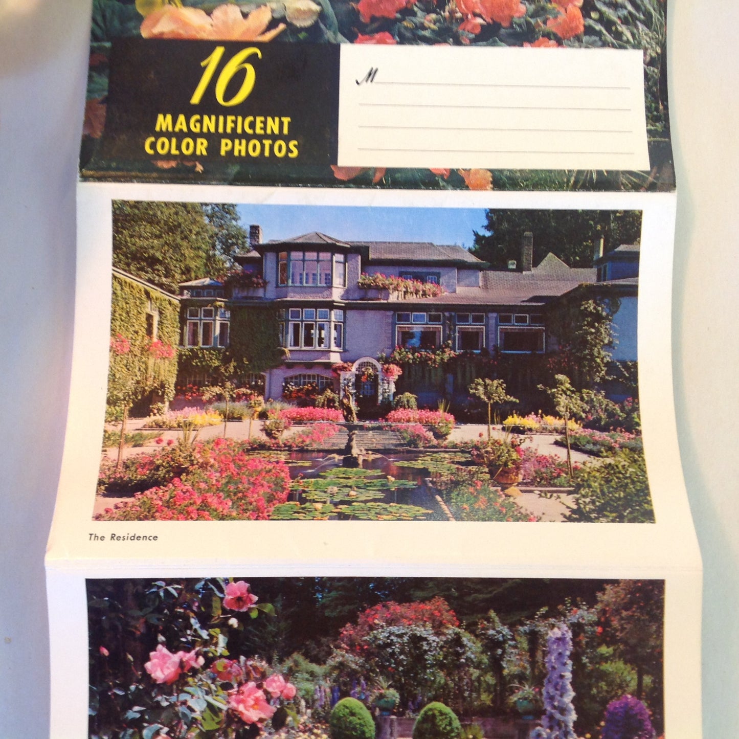 Vintage Mid Century Butchart Gardens British Columbia 16 Color Photo Souvenir Postcard Album