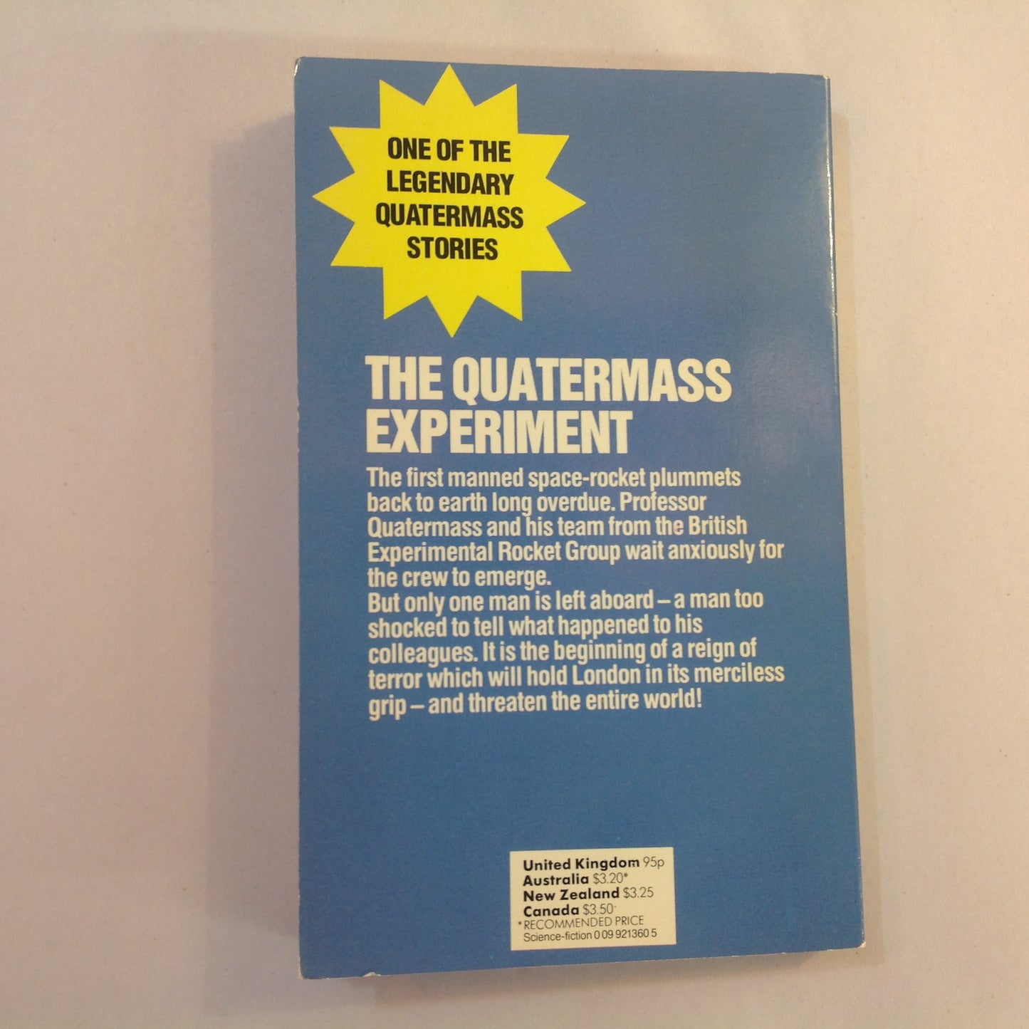 Vintage 1979 Mass Market Paperback The Quatermass Experiment Nigel Kneale Arrow First Edition