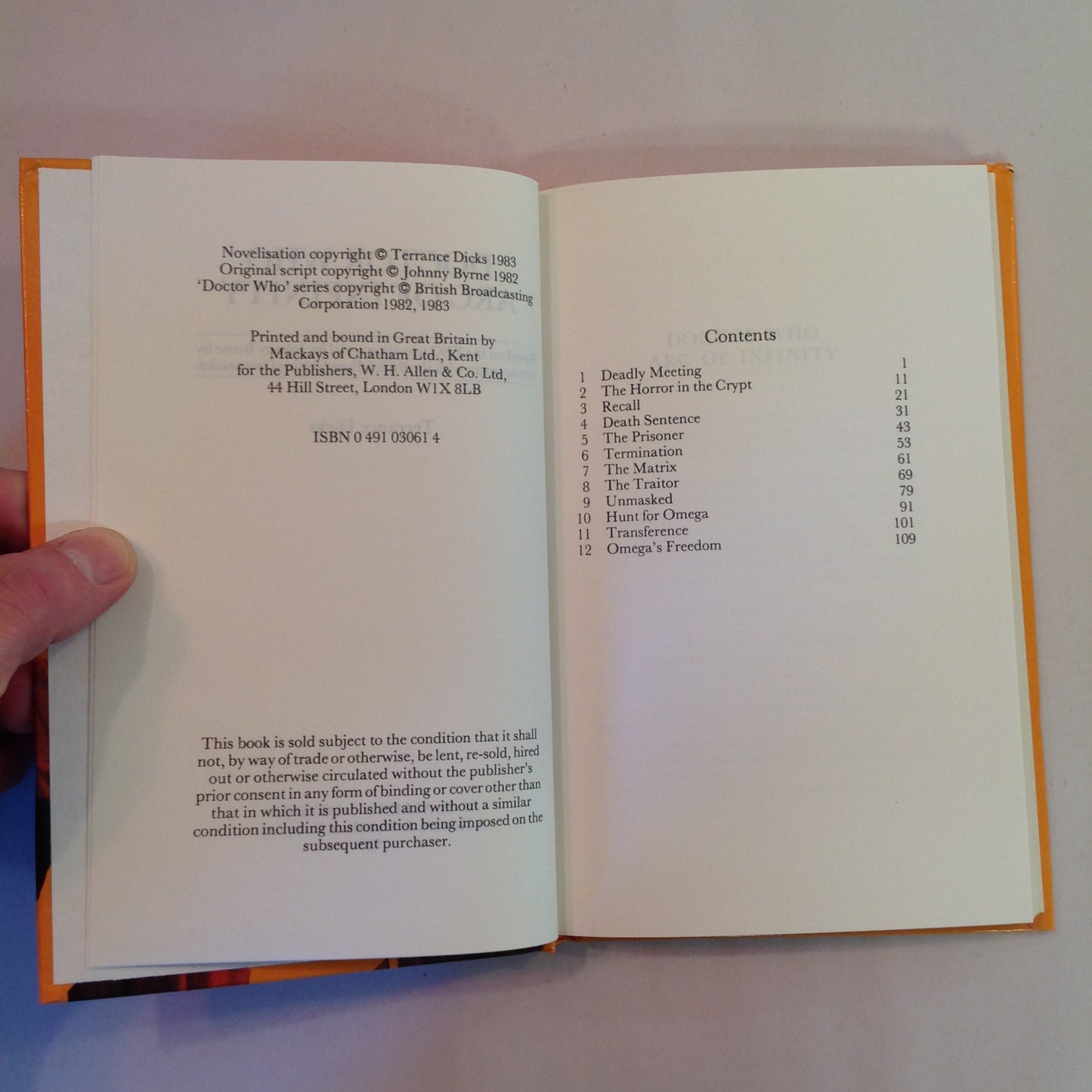 Vintage 1983 Hardcover Doctor Who: Arc of Infinity Terrance Dicks