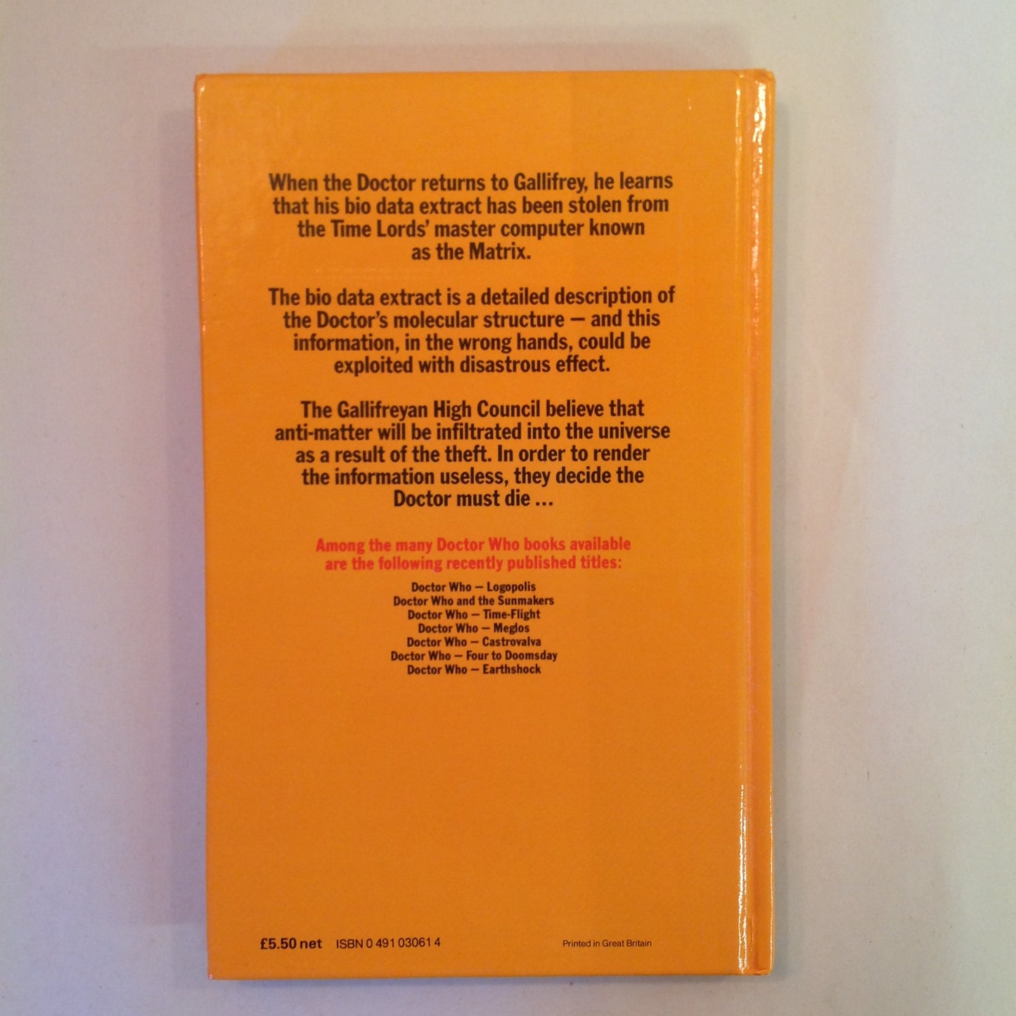 Vintage 1983 Hardcover Doctor Who: Arc of Infinity Terrance Dicks