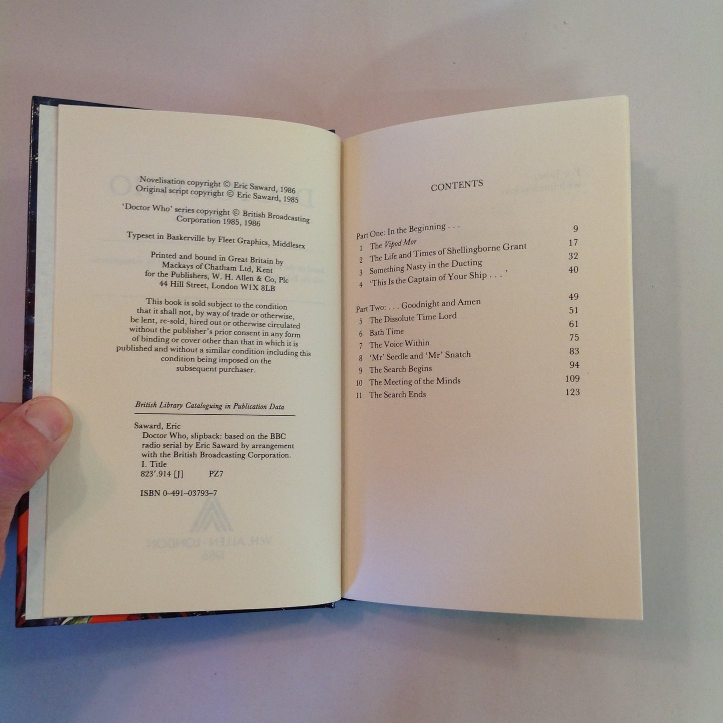 Vintage 1986 Hardcover Doctor Who: Slipback