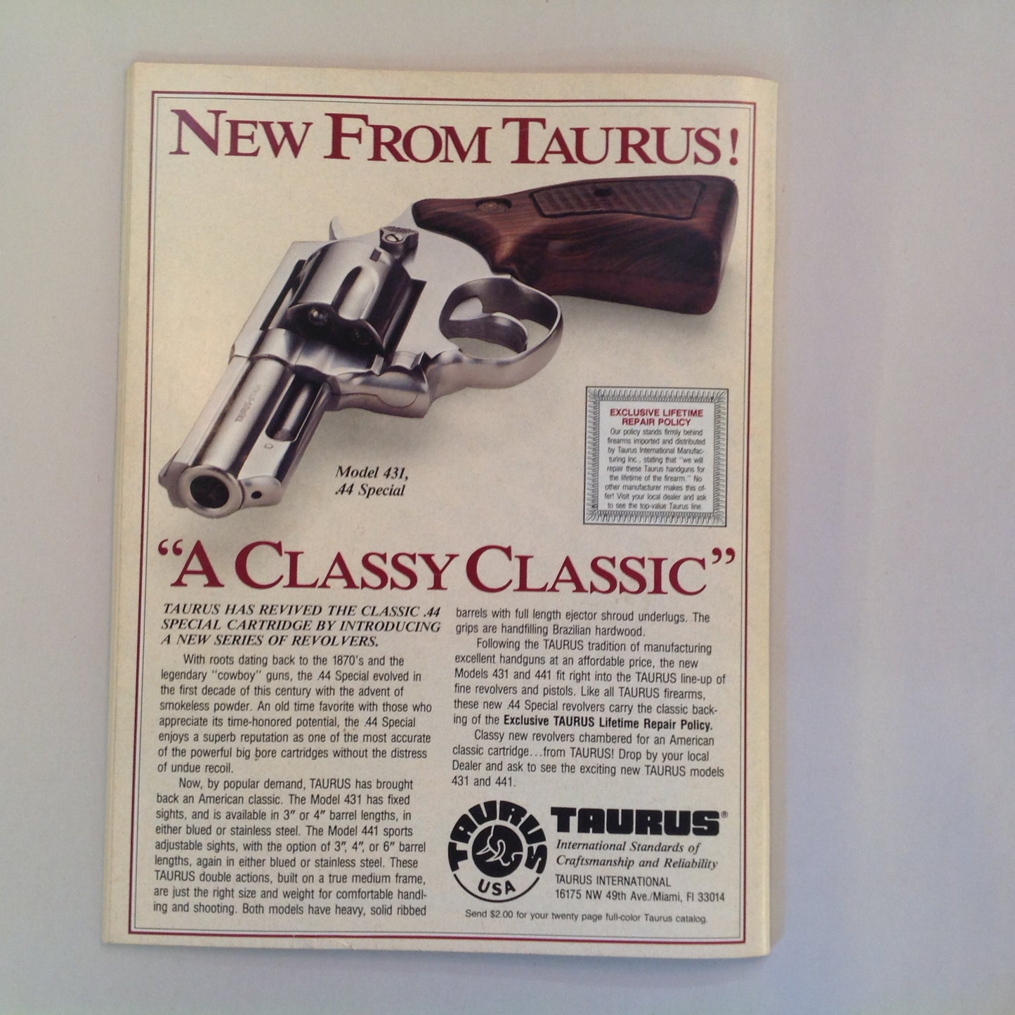 Vintage Aug 1992 Shooting Times Magazine Ruger .22/.45 Auto Pistol .44 Special Five Shot Revolvers 4000fps Cartridges