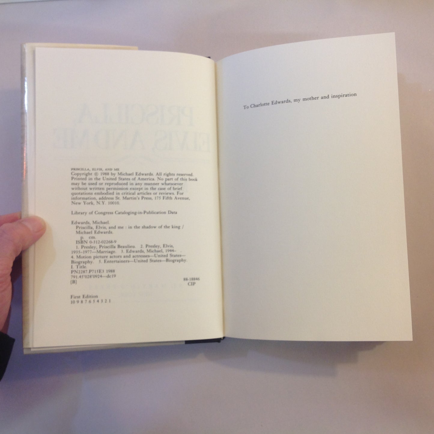 Vintage 1988 HCDJ Priscilla, Elvis and Me: In the Shadow of the King Michael Edwards First Edition