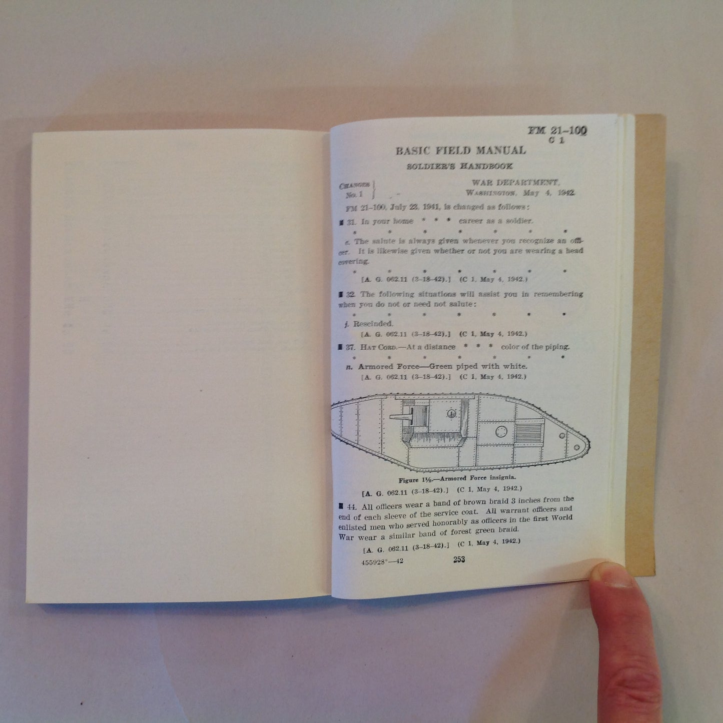 Vintage 1941 US War Department Basic Field Manual Soldier's Handbook FM 21-100