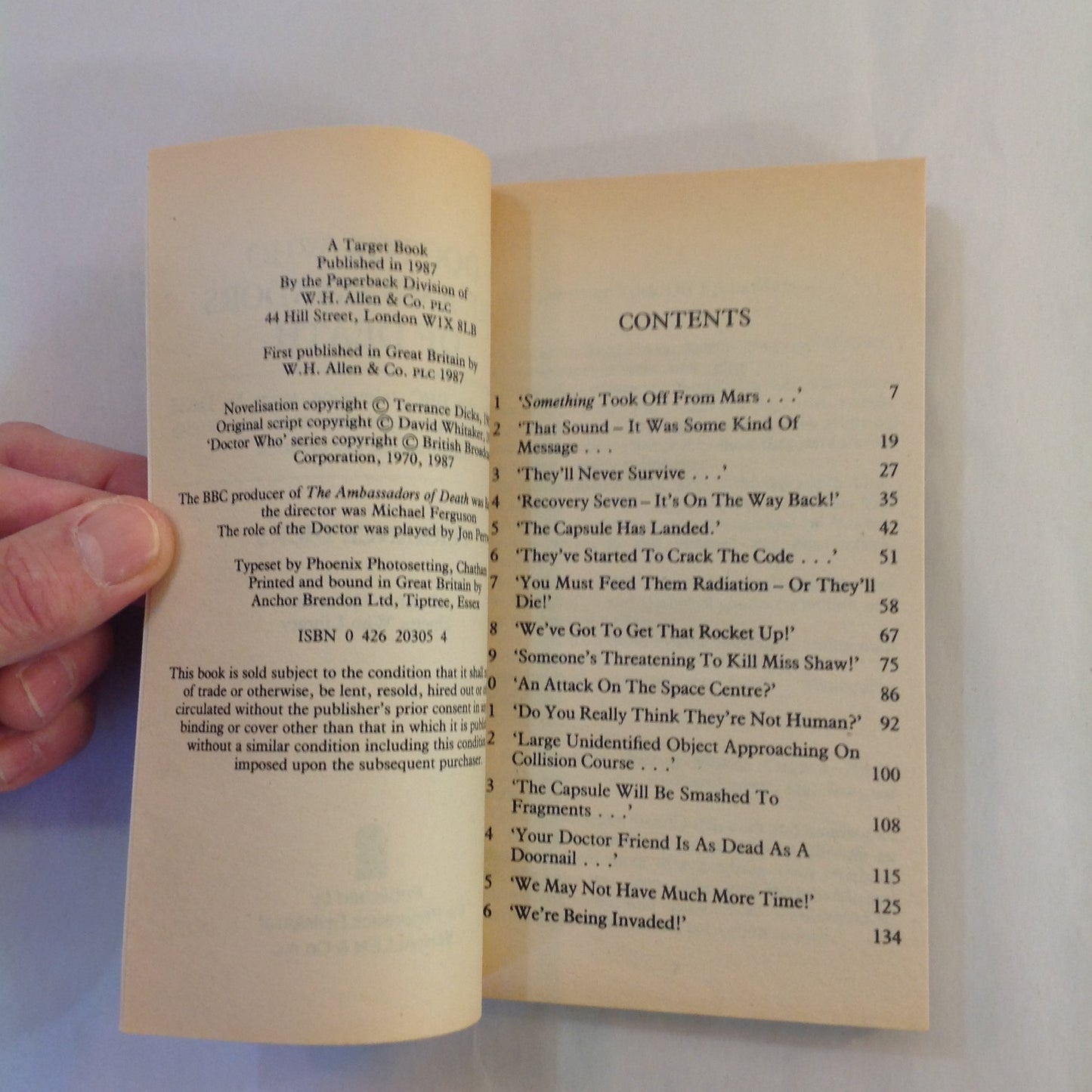 Vintage 1987 Mass Market Paperback Doctor Who: The Ambassadors of Death Terrance Dicks First Edition