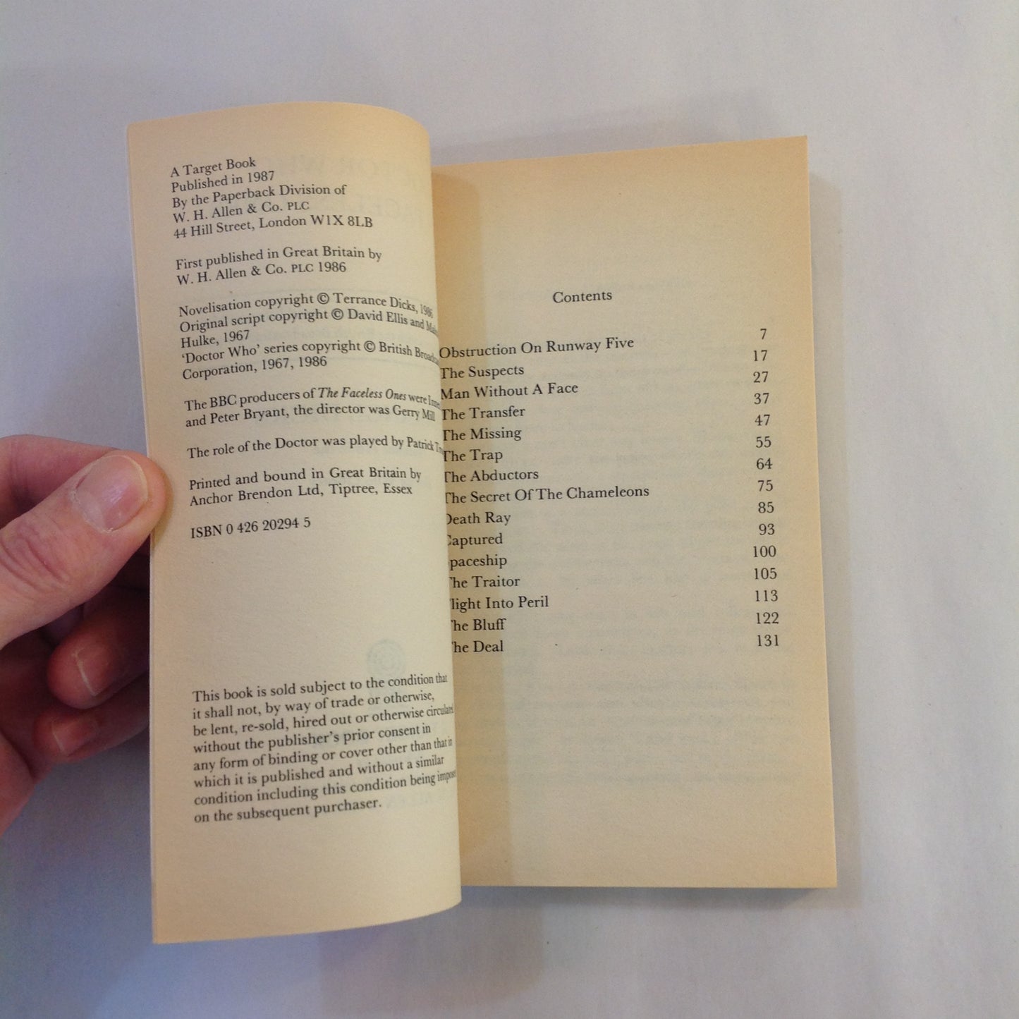 Vintage 1987 Mass Market Paperback Doctor Who: The Faceless Ones Terrance Dicks First Ed