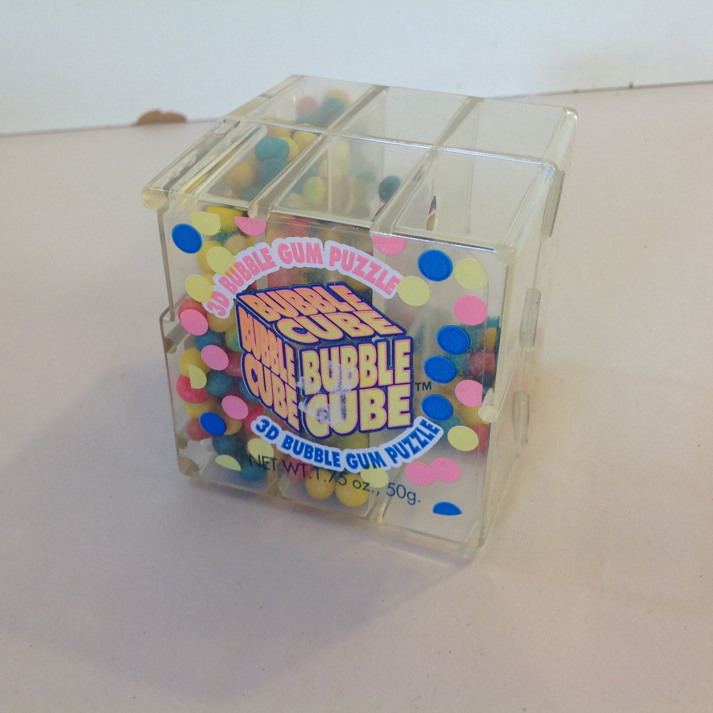 Vintage 1994 NOS Unopened Amurol Confections Bubble Cube 3D Bubble Gum Puzzle 1.75oz Candy Container