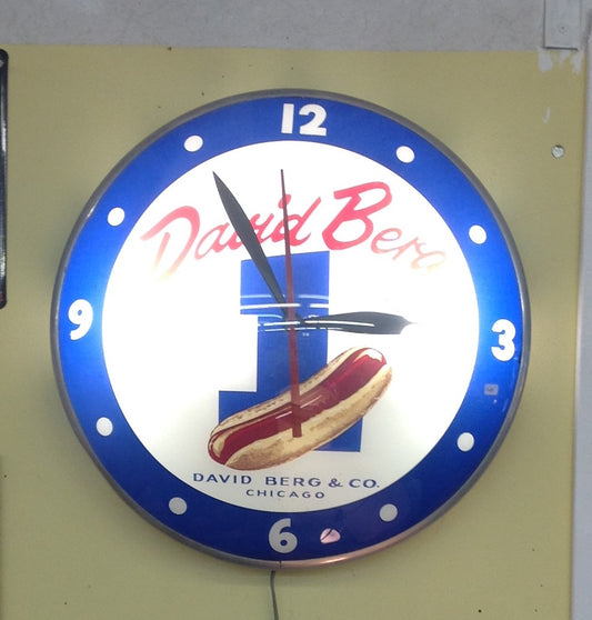 Vintage 1940's-50's Plastic Double Bubble Clock David Berg Chicago Hot Dogs Advertising Products Illuminated