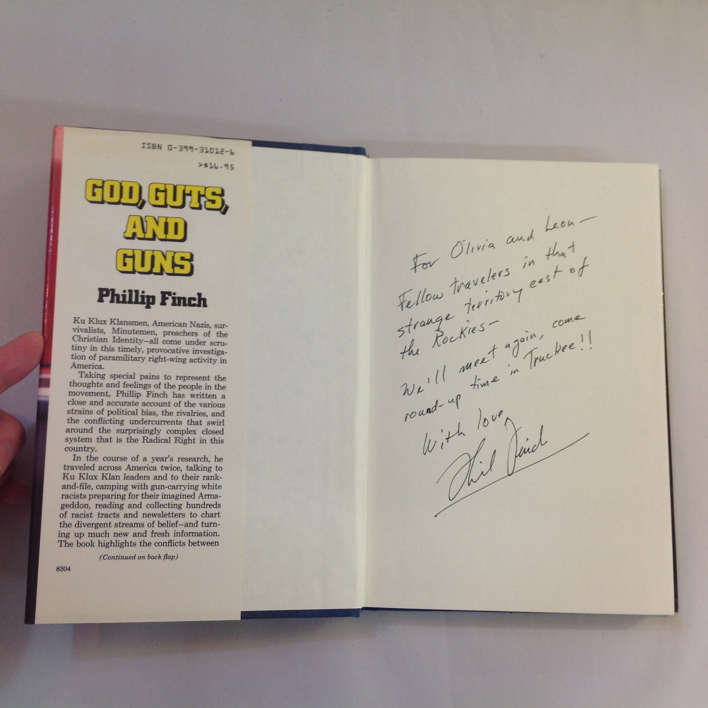 Vintage 1983 Hardcover God, Guts and Guns: A Close Look at the Radical Right Phillip Finch First Edition Signed