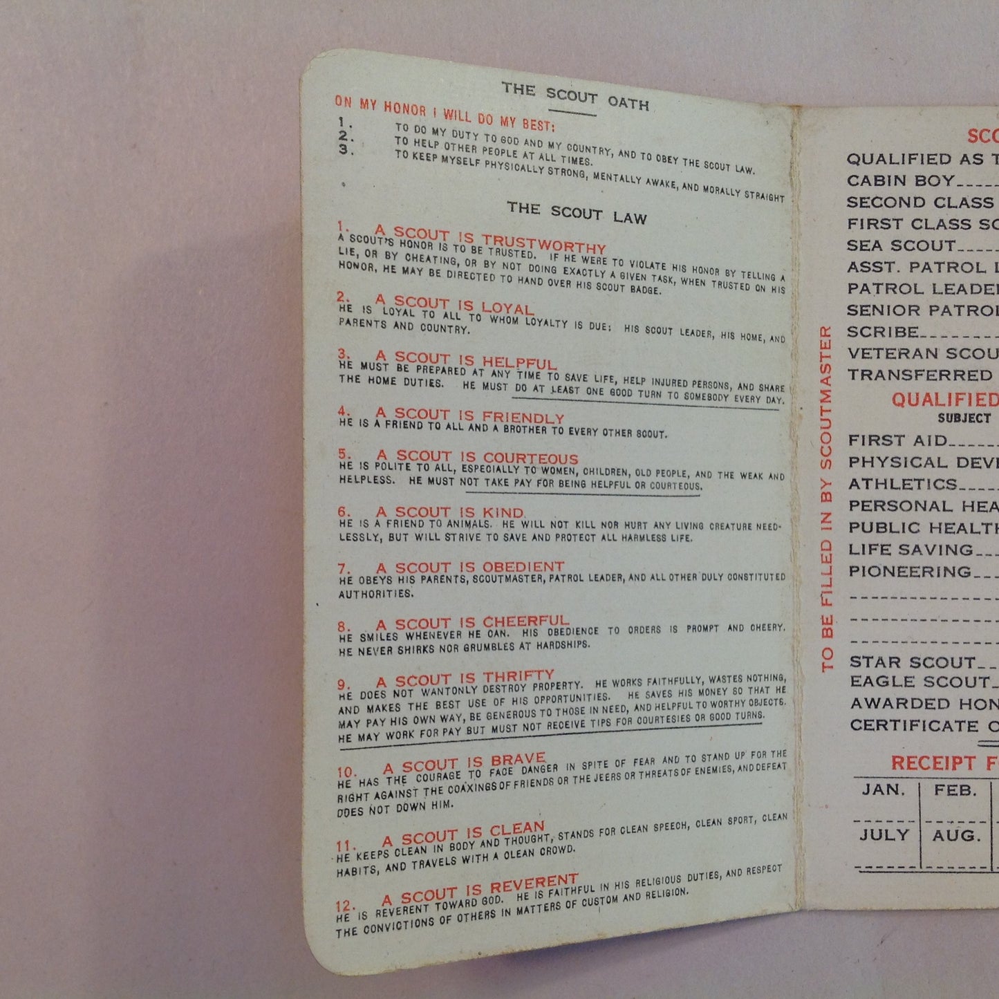 Vintage 1935 Boy Scouts of America BSA Membership Card with Sleeve Be Prepared Do A Good Turn Daily
