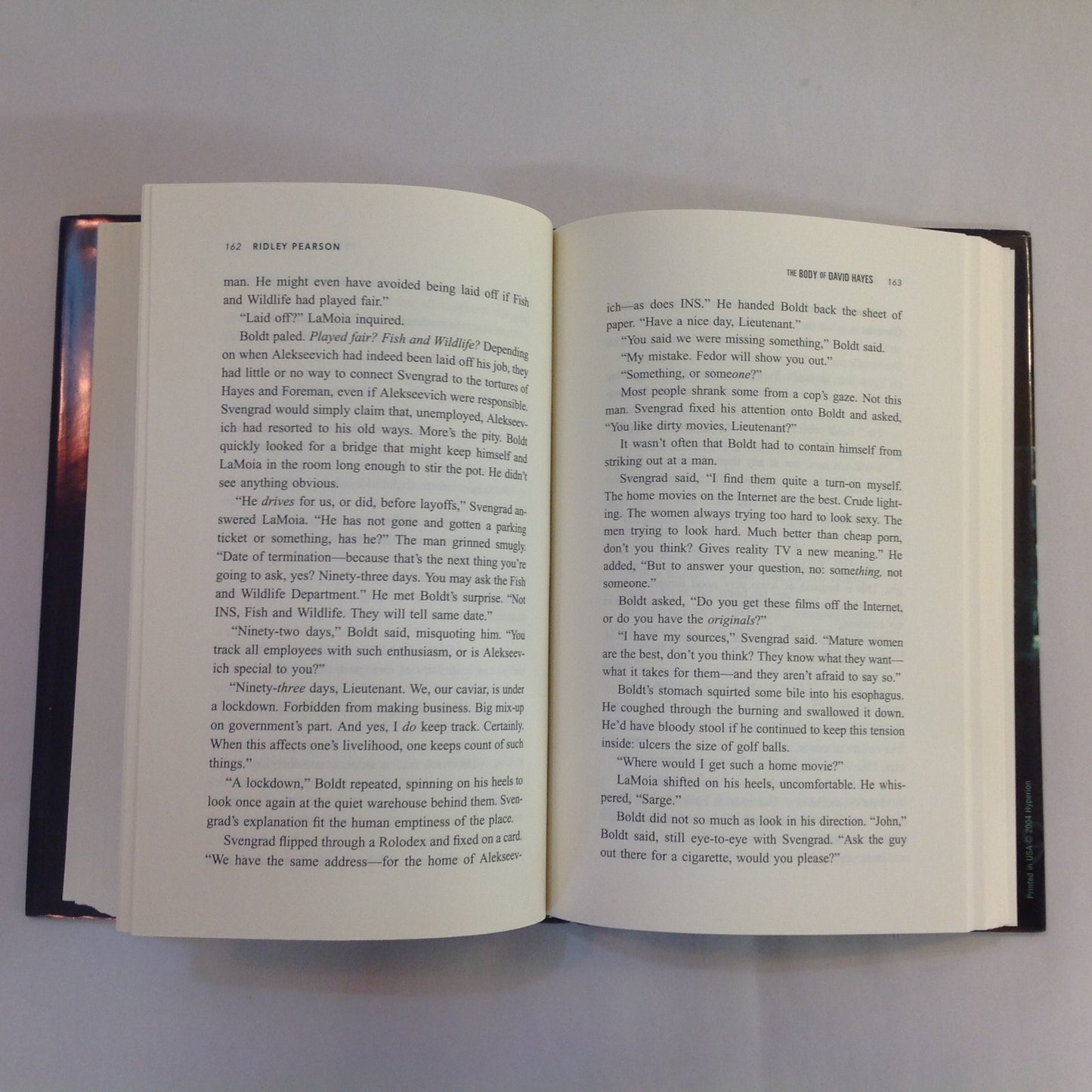 Vintage 2004 Hardcover The Body of David Hayes Ridley Pearson First Edition