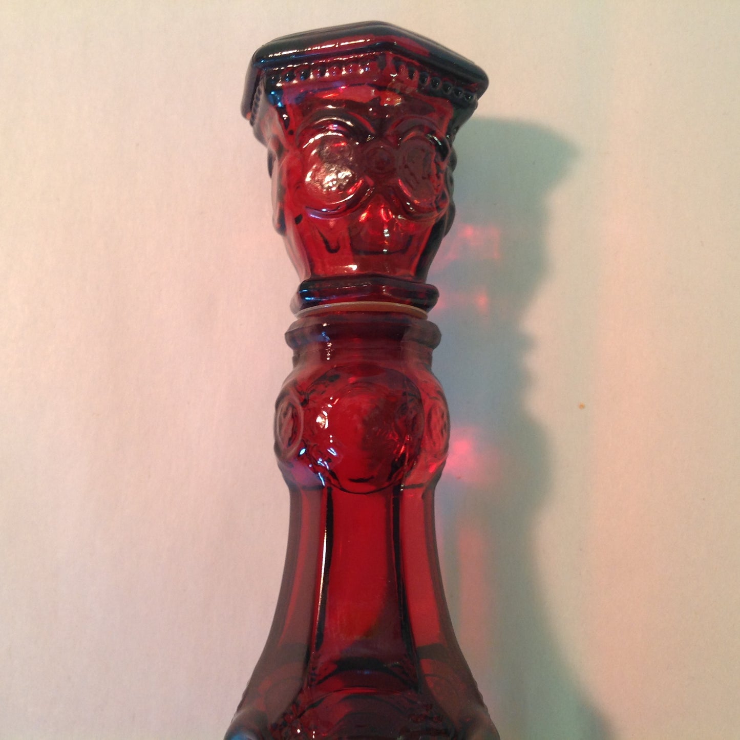 Vintage 1981 Avon 1876 Cape Cod Collection Candlestick Charisma Cologne Red Sandwich Glass Unused with Original Box