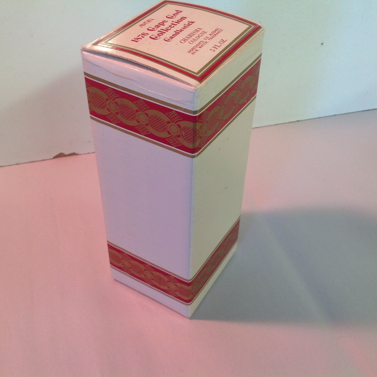 Vintage 1981 Avon 1876 Cape Cod Collection Candlestick Charisma Cologne Red Sandwich Glass Unused with Original Box